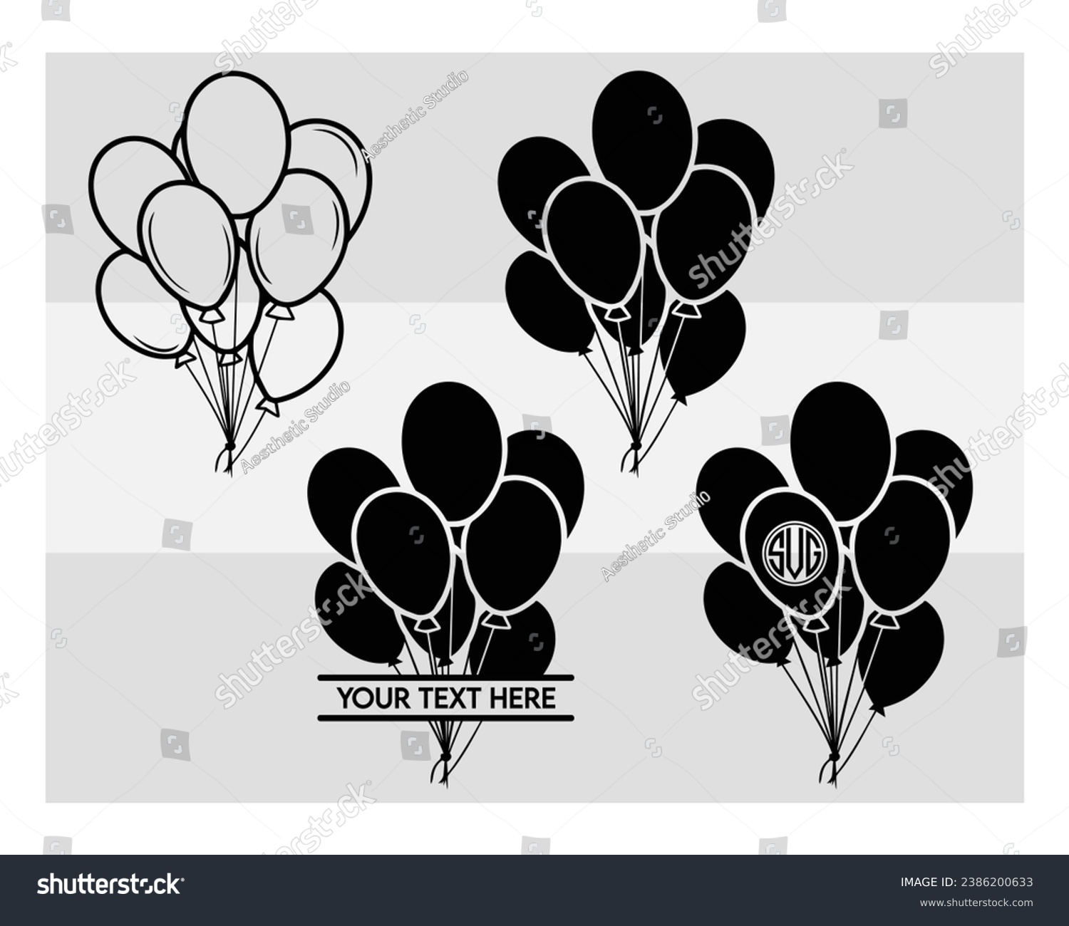SVG of Balloons,  Balloons Silhouette, Happy Birthday, celebrate, celebration png, party, Balloon Vector, valentines day, Eps svg