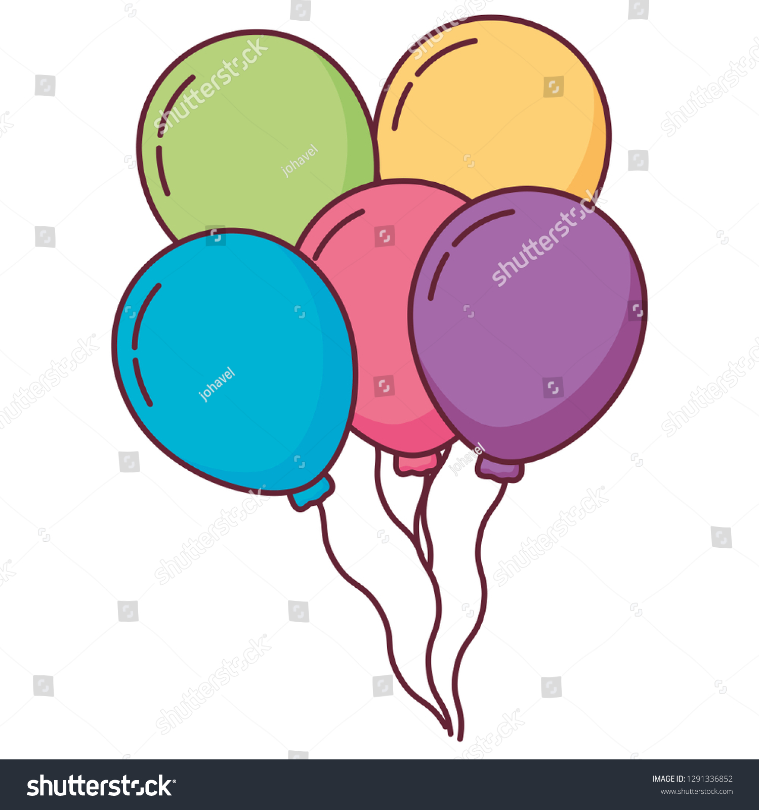 Balloons Helium Floating Icon Stock Vector Royalty Free 1291336852