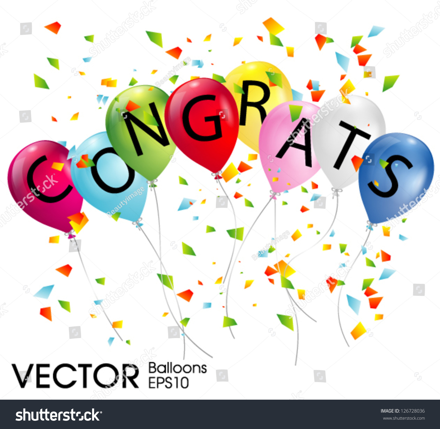 Balloons Word Congrats Stock Vector 126728036 - Shutterstock