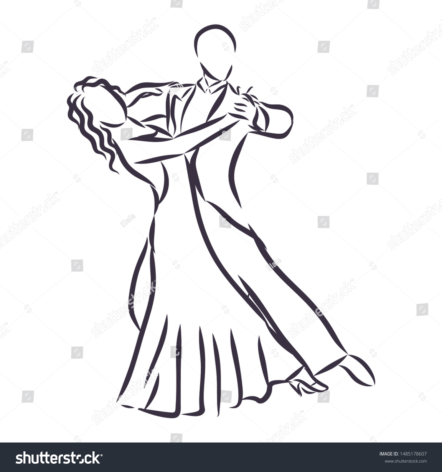 Ballroom Dancing Contour Vector Illustrating Stock Vector (Royalty Free ...