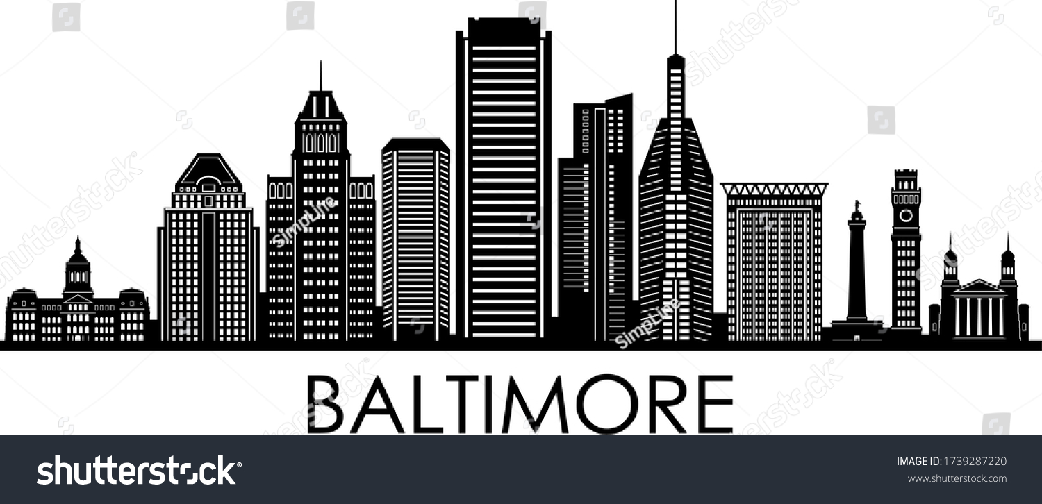 Baltimore City Maryland Skyline Silhouette Cityscape Stock Vector ...