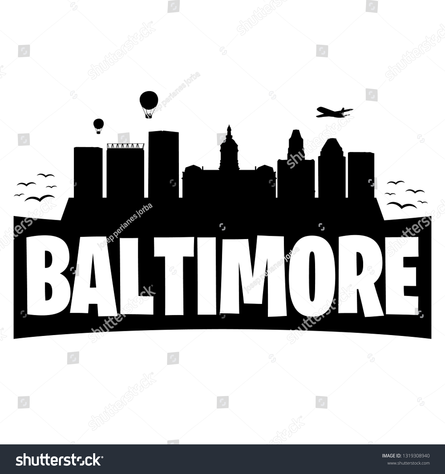 Baltimore Maryland City Skyline Silhouette Banner Stock Vector (Royalty ...