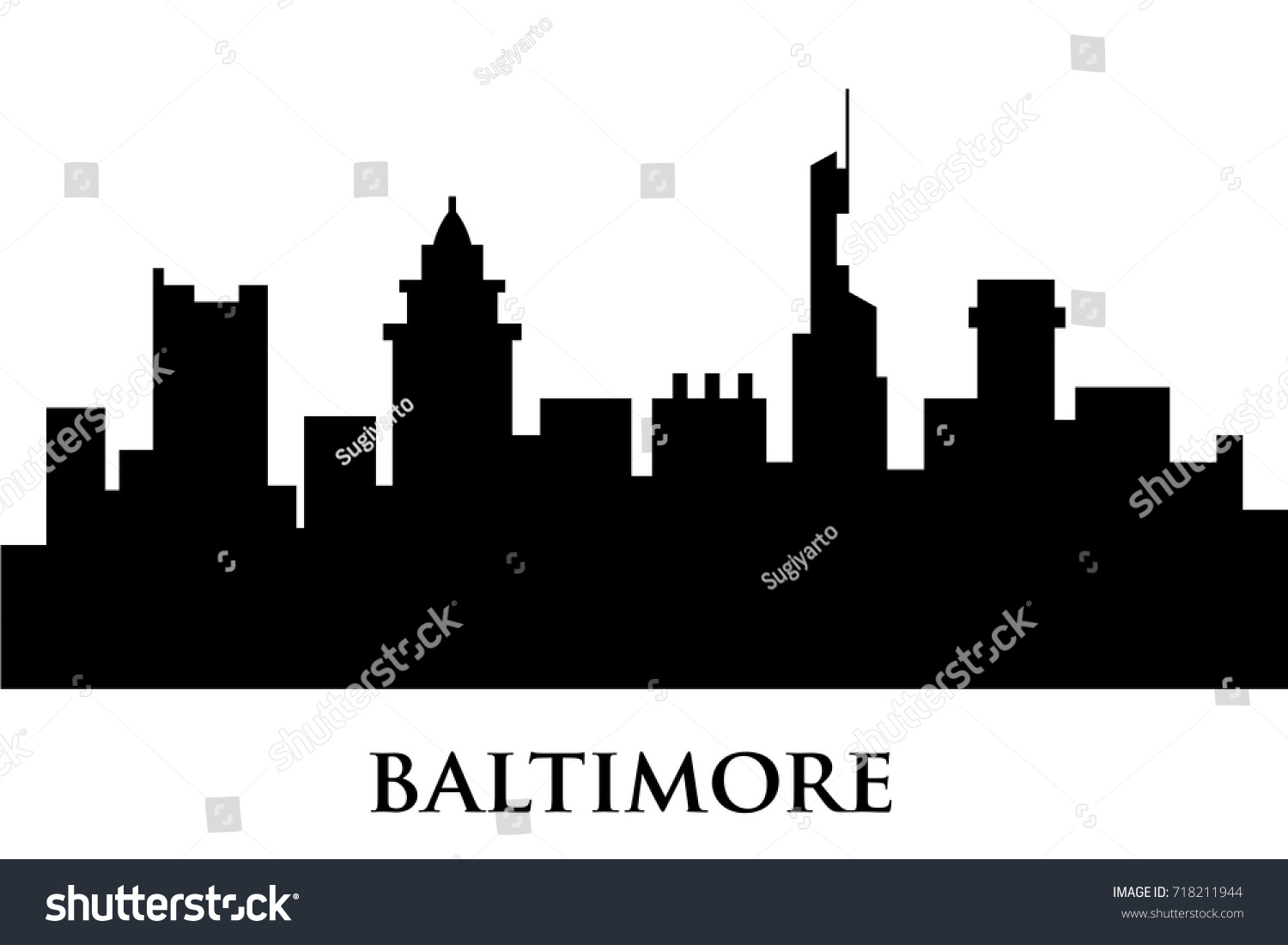 Baltimore Skyline Vector Stock Vector (Royalty Free) 718211944 ...