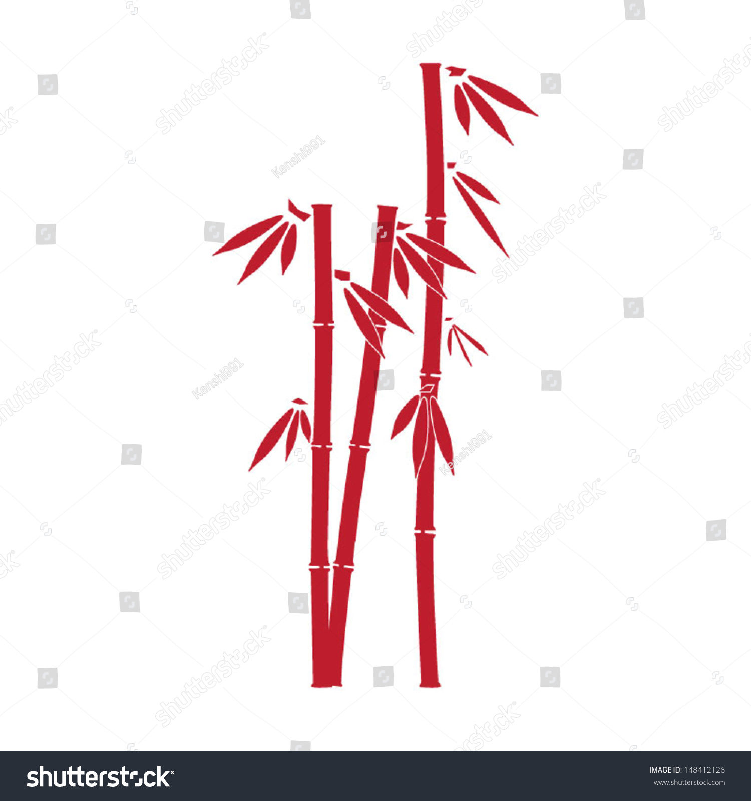 red bamboo stalks on white background clip art preview