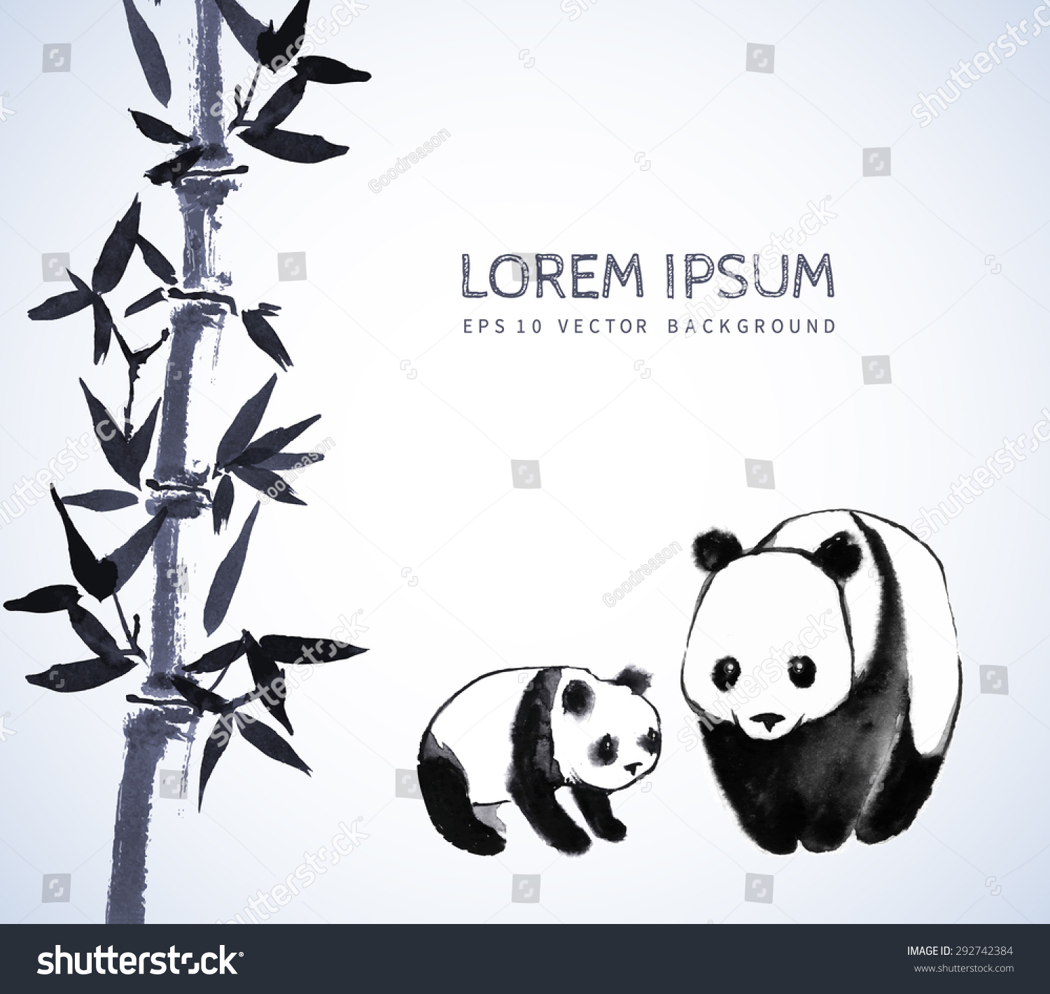 SVG of Bamboo and cute pandas. Watercolor painting. Vector illustration. svg