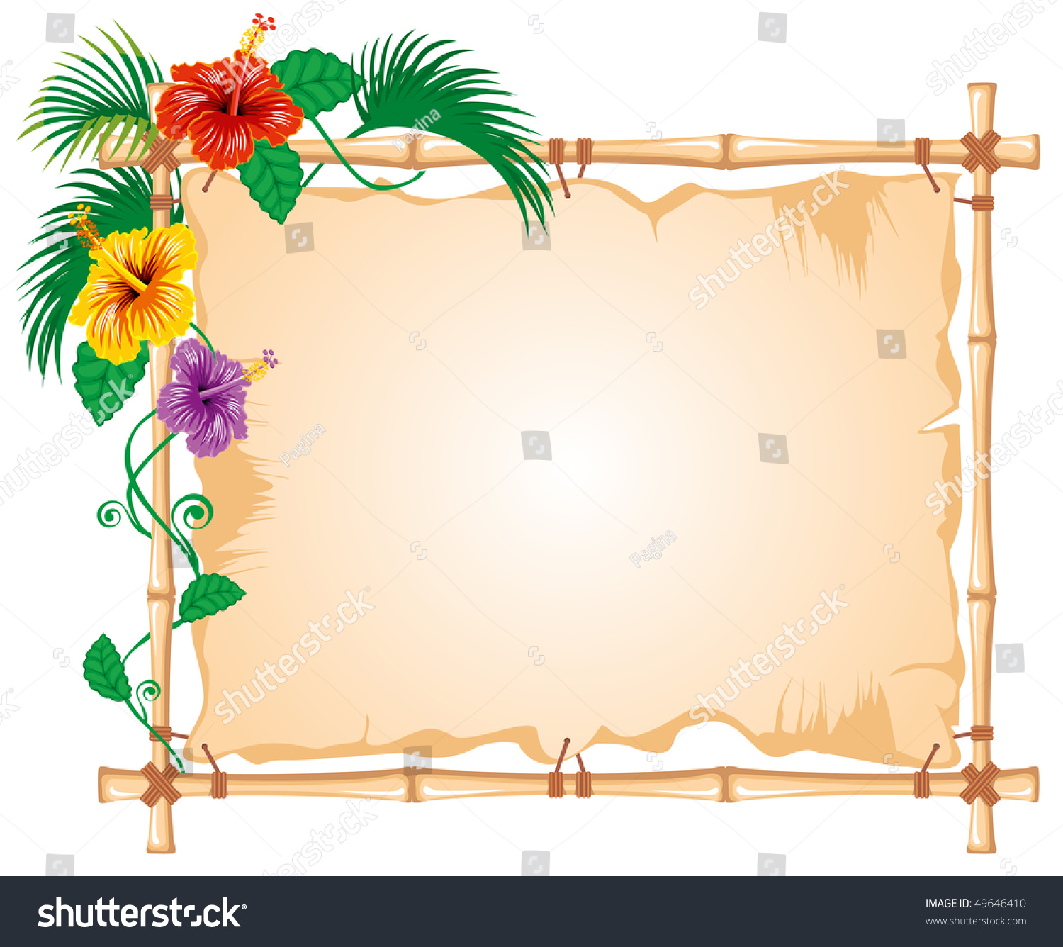 Bamboo Frame Worn Cloth Sign Tropic Stock Vector 49646410 ...