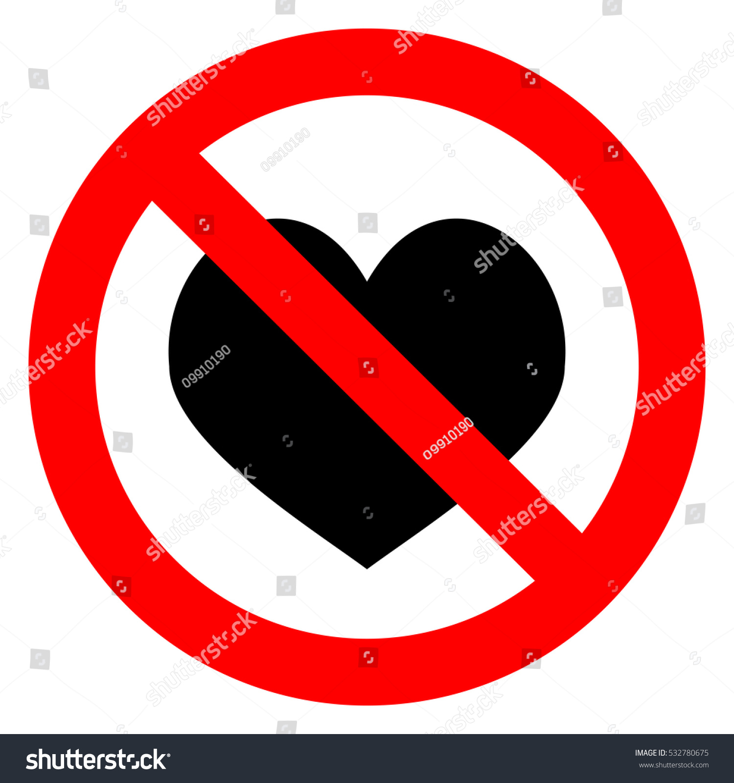 Ban Love Heart Symbol Forbidden Stop Stock Vector (Royalty Free) 532780675