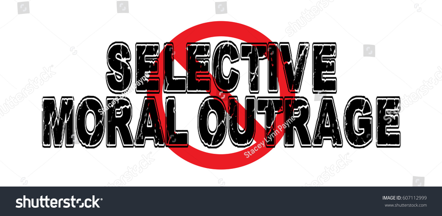SVG of Ban Selective Moral Outrage, wherein one has a furious reaction to others' behavior, never their own. Vector EPS-10 file, transparency used.  svg