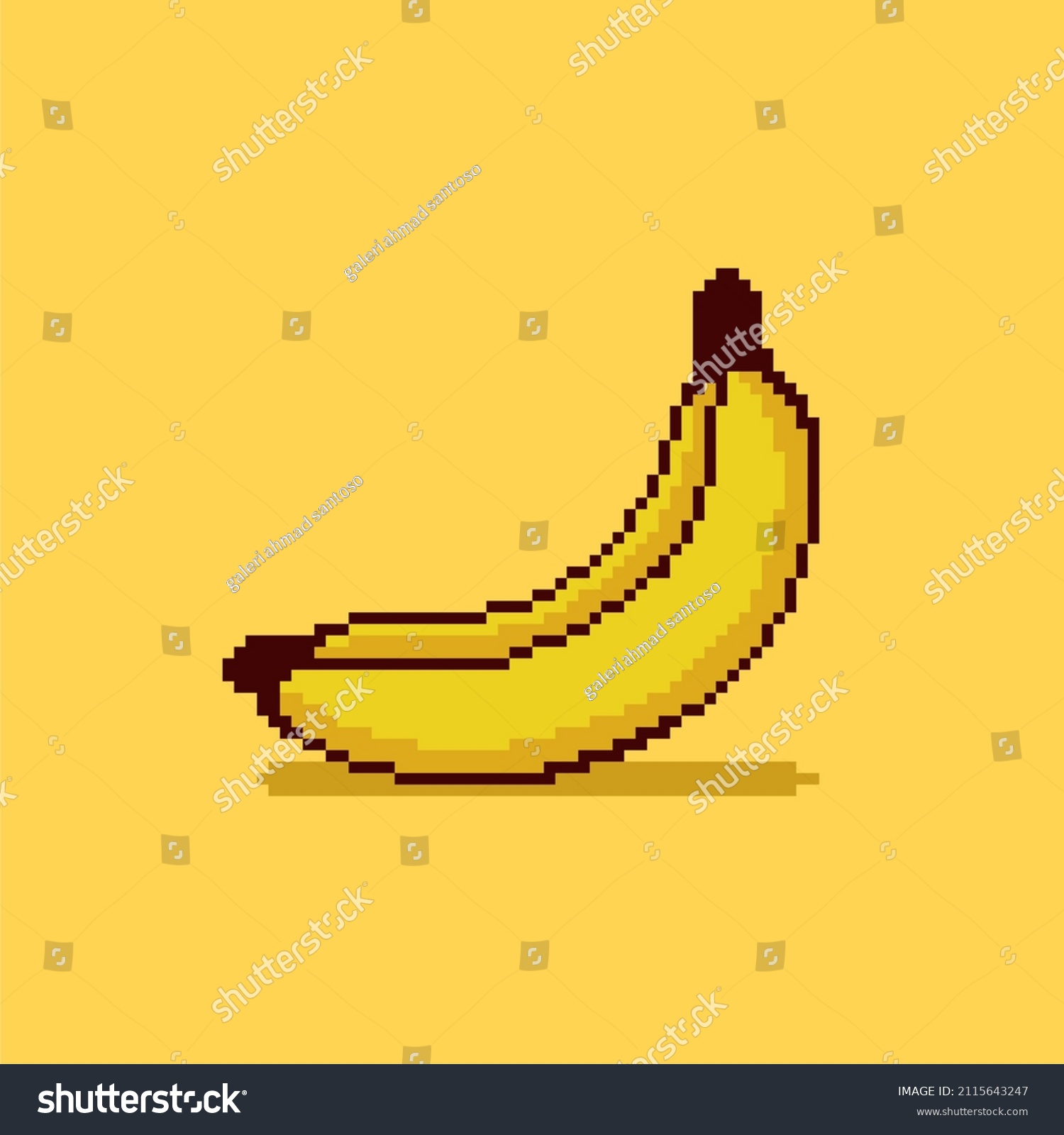 Banana Character Pixel Art On Yellow Stock Vector (Royalty Free ...