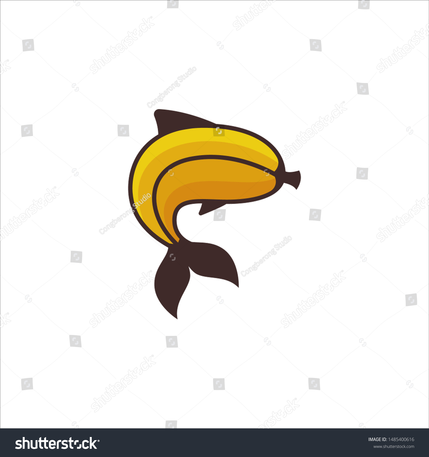 Banana Fish Funny Cartoon Fruit Animal Stock Vector Royalty Free