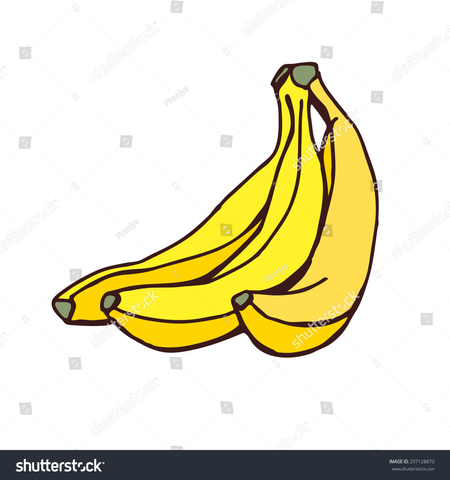 Banana Fruit Bunch Hand Drawn Sketch Stock Vector (Royalty Free) 297128870