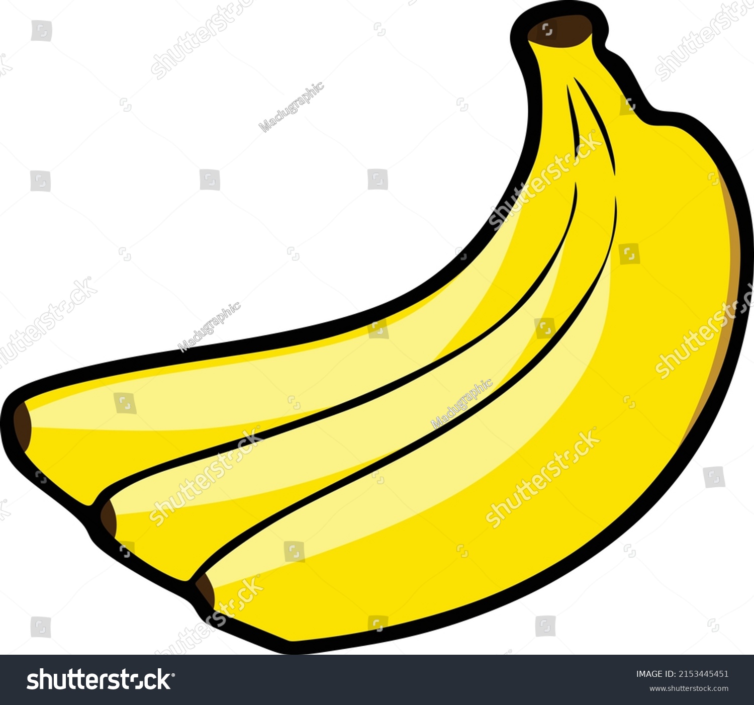 Banana Fruit Yellow Color Vector Drawing Stock Vector (Royalty Free ...