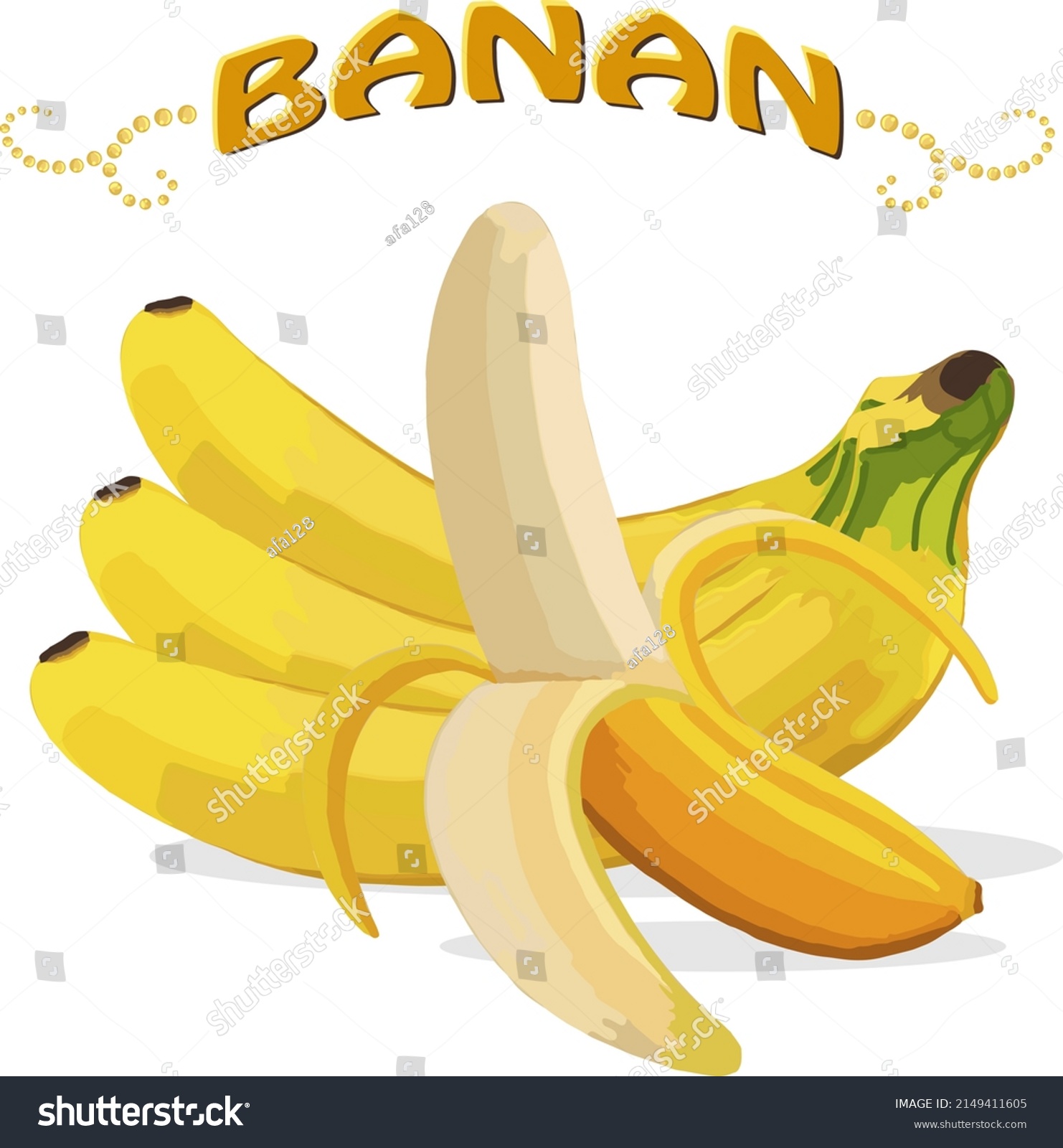 Bananas On Transparent Backgroundvector Illustration Yellow Stock ...