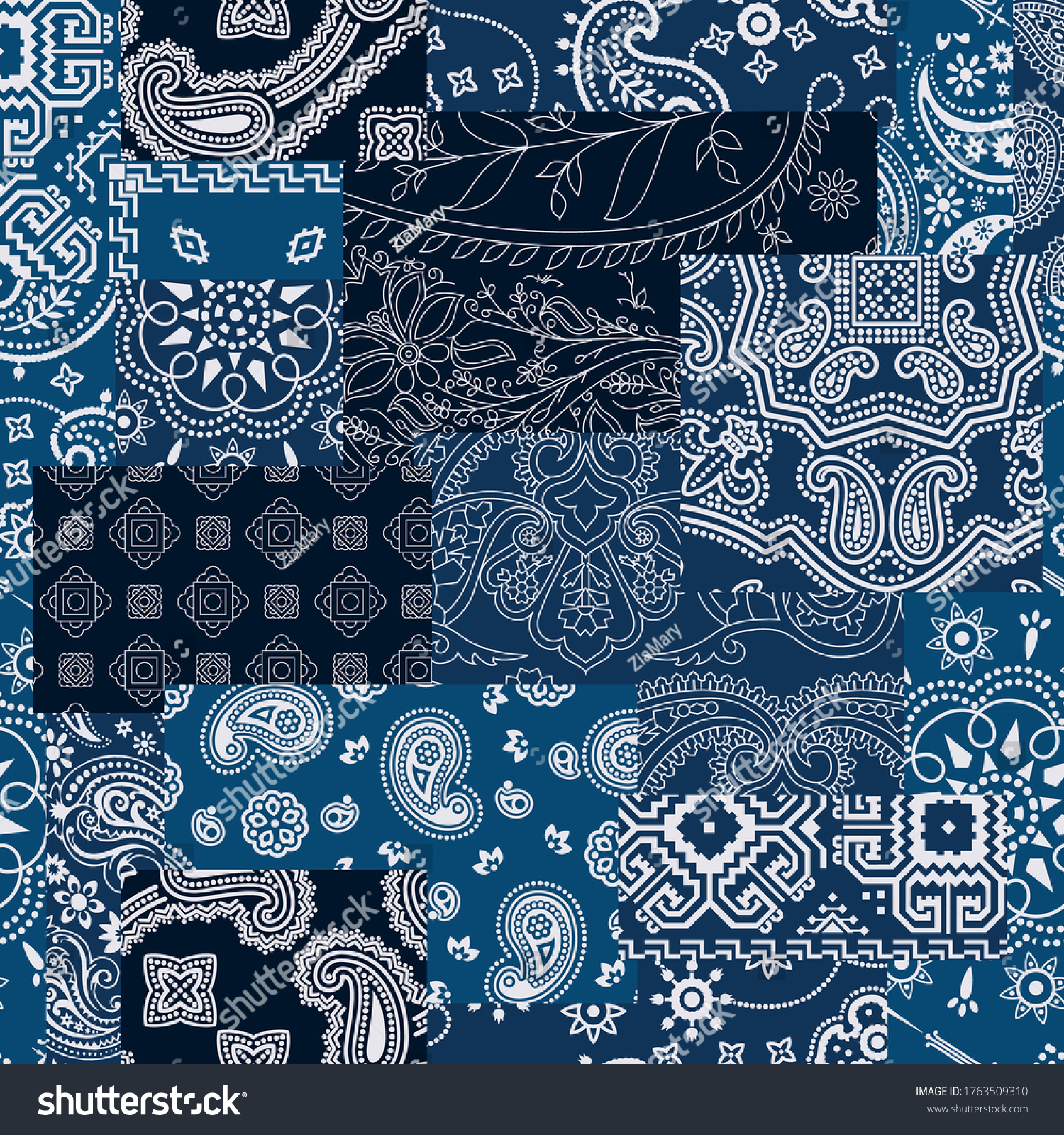 SVG of Bandana kerchief fabric patchwork vector seamless pattern wallpaper svg