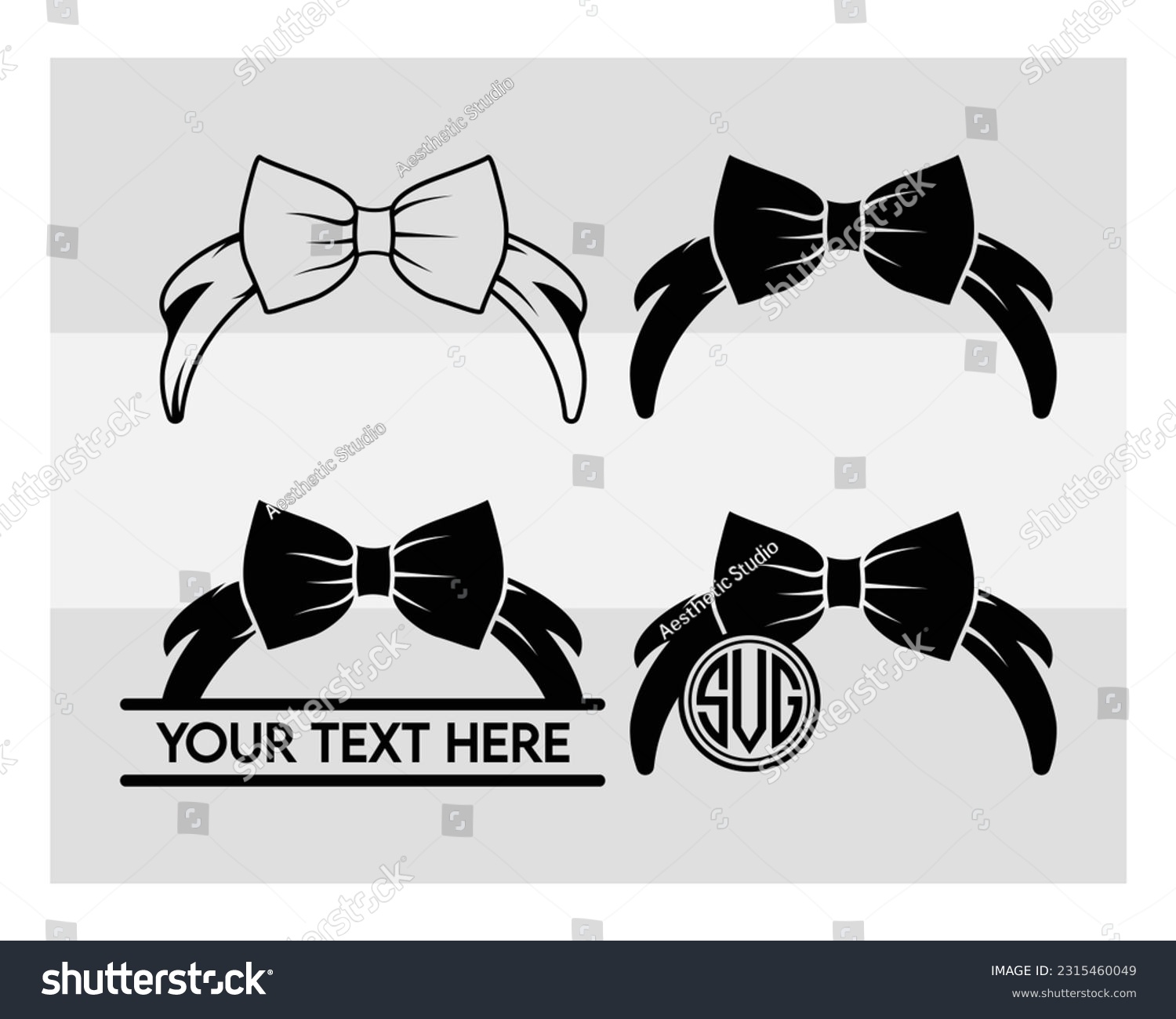 SVG of Bandana, SVG Bundle, Vintage Headbands, Bandana Headbands Svg, Circut Cut Files Silhouette, Bandana Design, Black Bandana Svg, Hair Bow Vintage Headbands Svg, Silhouette, Clipart svg