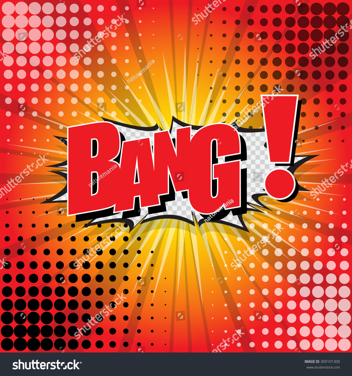 Bang ! Comic Speech Bubble Cartoon,vector Illustration - 309101300 