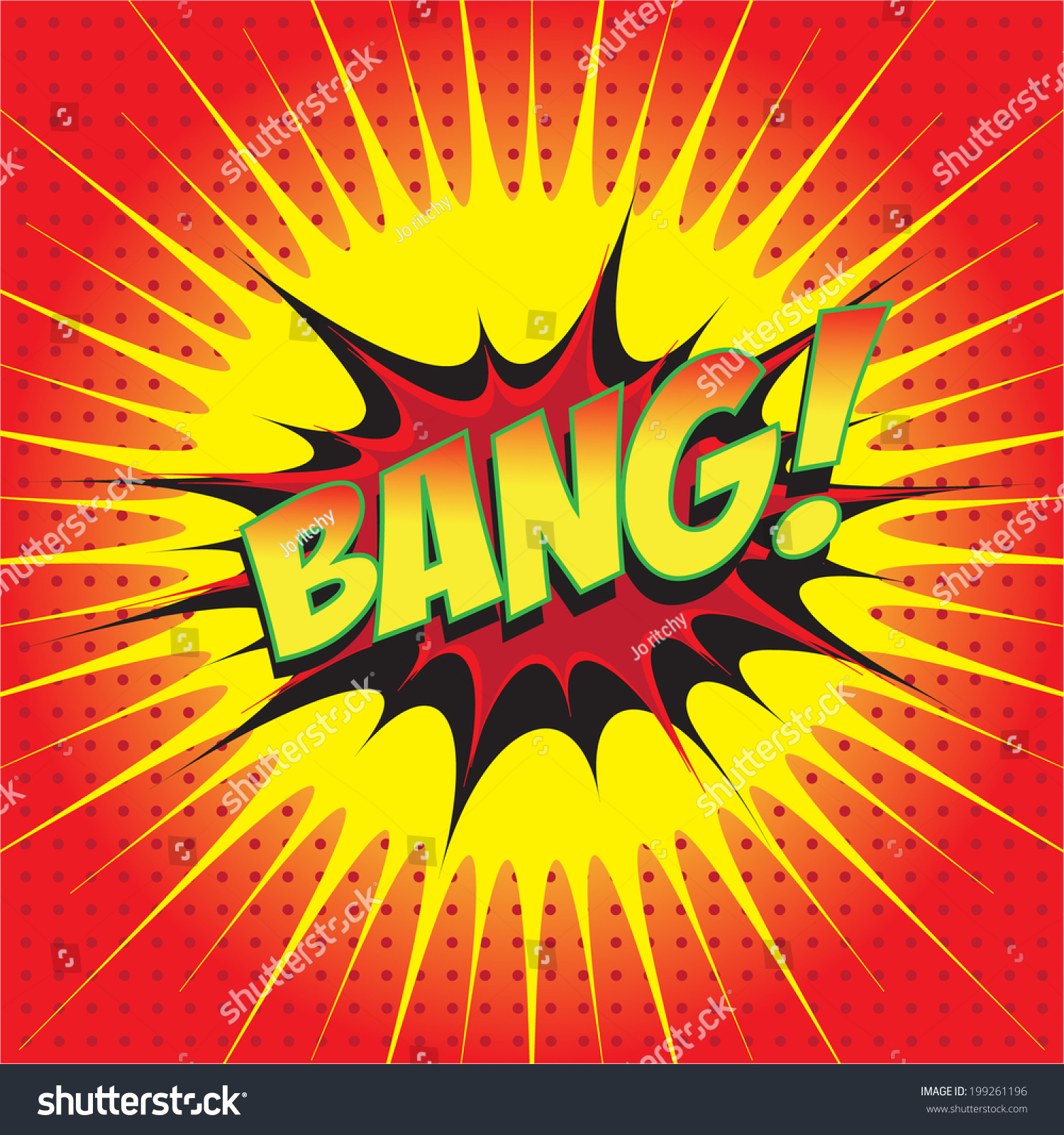 Bang! Wording Comic Speech Bubble In Pop Art Style On Burst And Haft ...