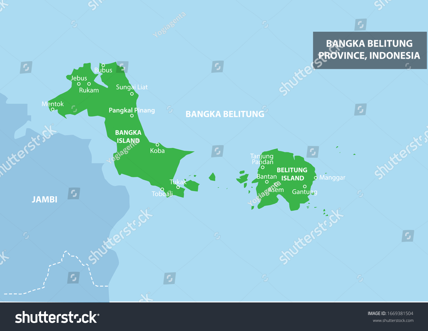 Bangka Belitung Province Map Indonesia Country Stock Vector (Royalty ...