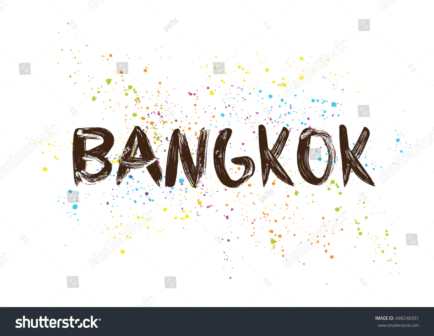 Bangkok Thailand Capital City Typography Lettering Stock