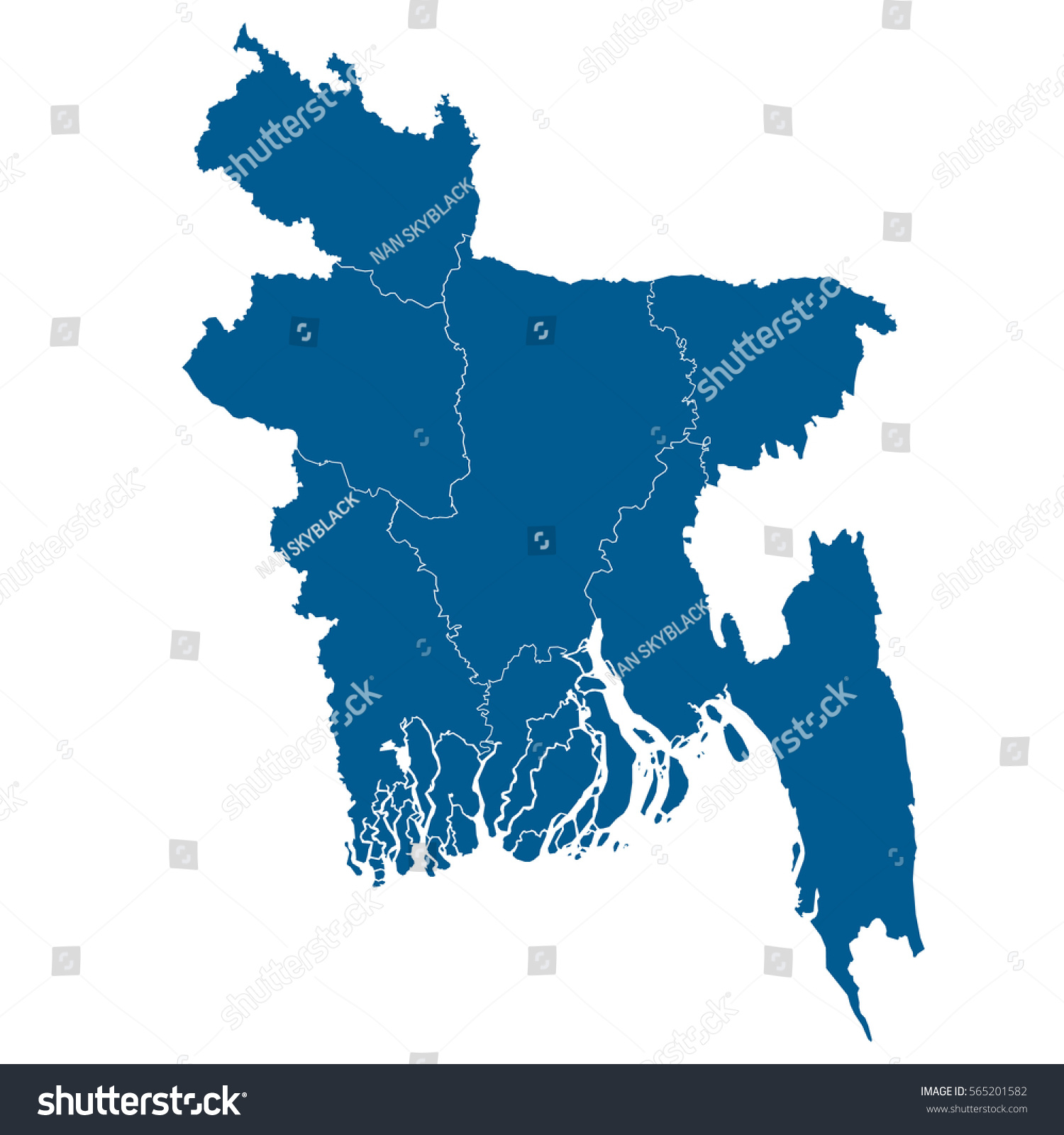 Bangladesh Map Blue Color Stock Vector 565201582 - Shutterstock