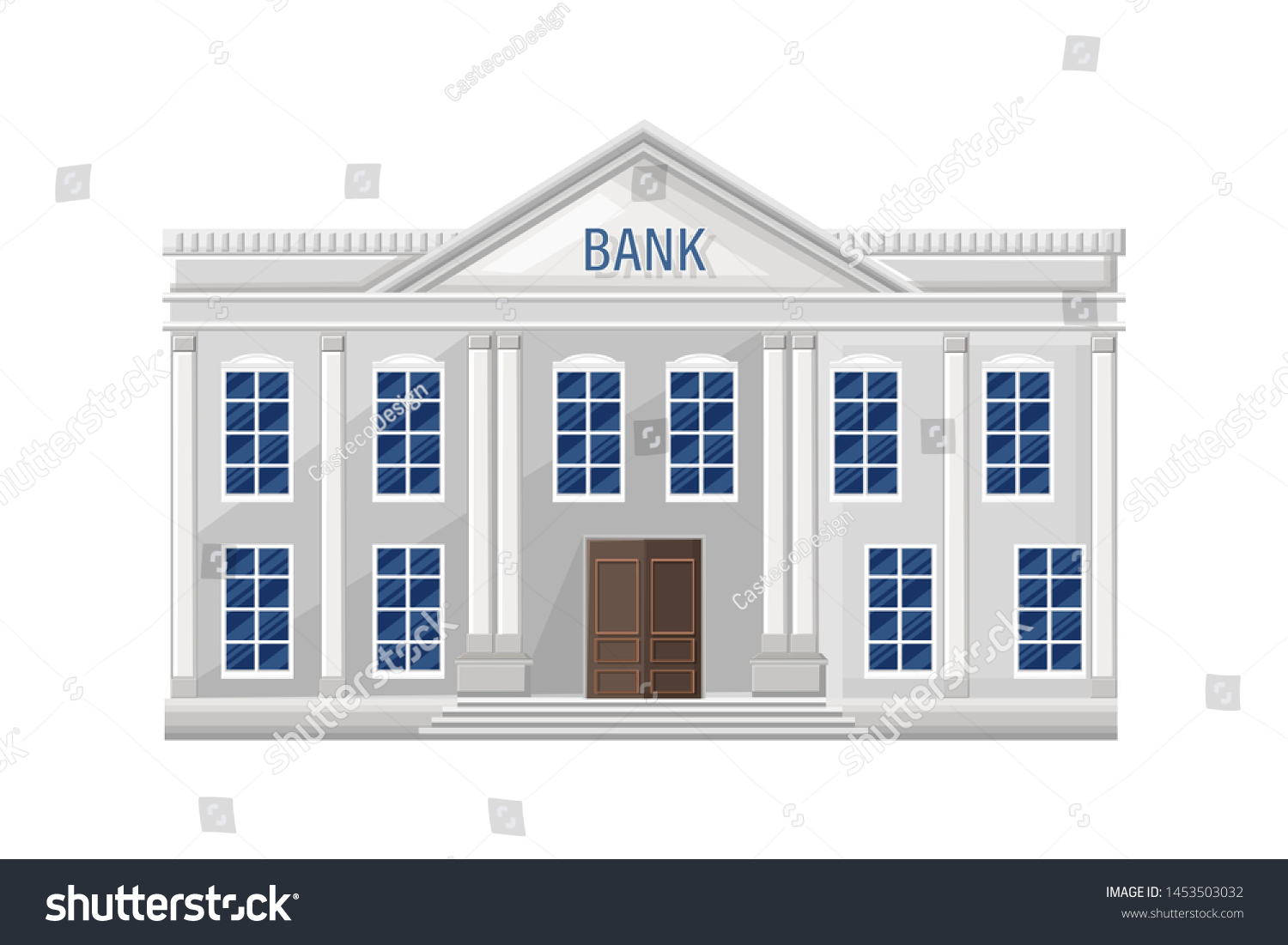 Bank Architecture Facade Isolated Vector Flat Stock Vector (Royalty ...