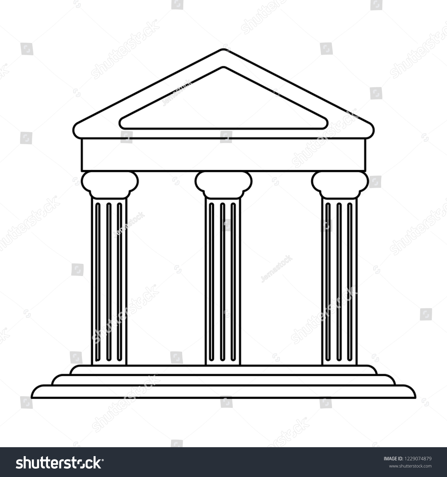 Bank Building Symbol Black White Stock Vector (Royalty Free) 1229074879