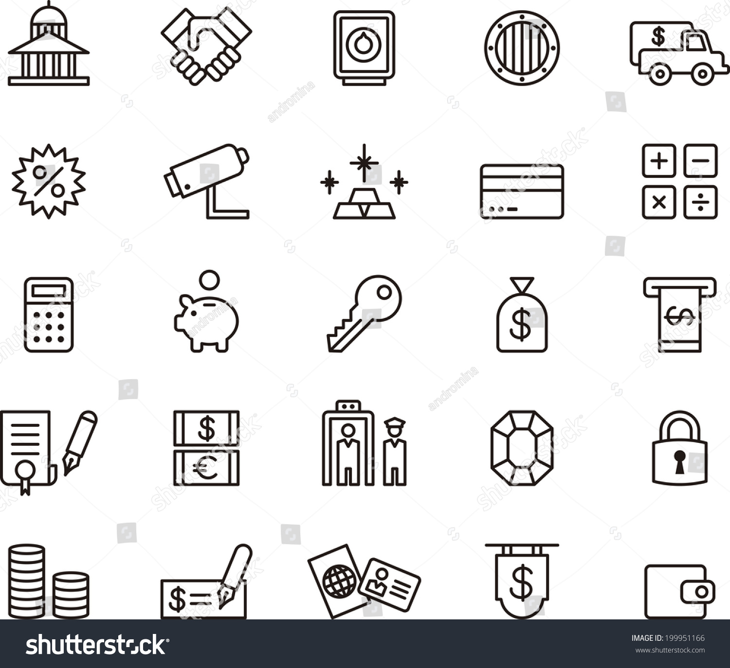 Bank Icons Stock Vector Illustration 199951166 : Shutterstock