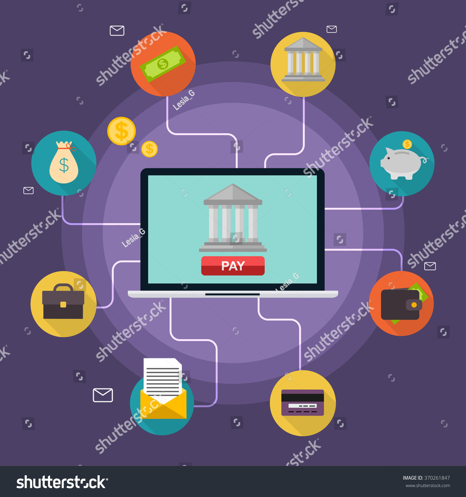 Banking Concept Set Flat Icon Banking Stock Vector (Royalty Free) 370261847