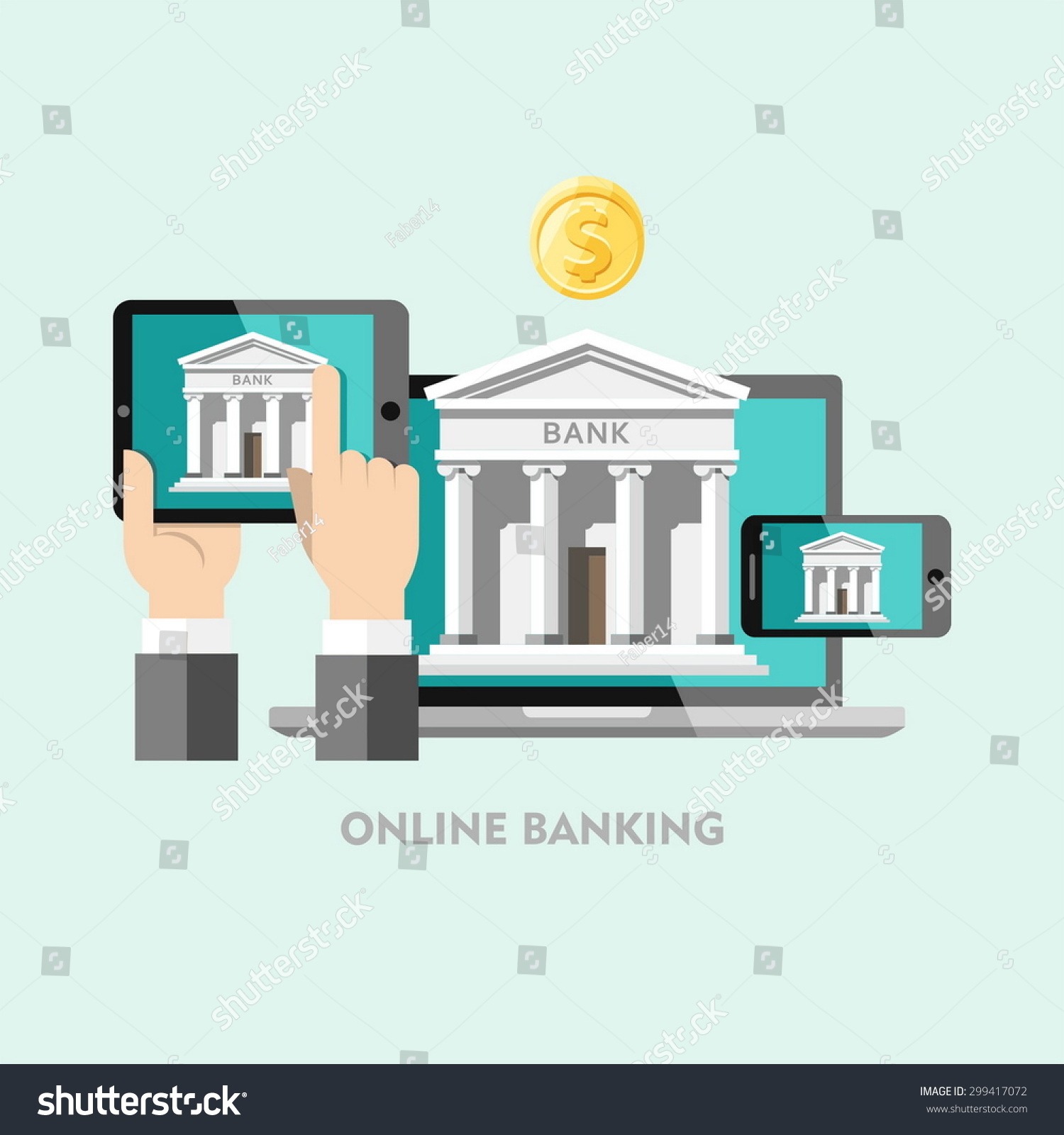 Banking Flat Design Vector Illustration Concepts Stock Vector (Royalty ...