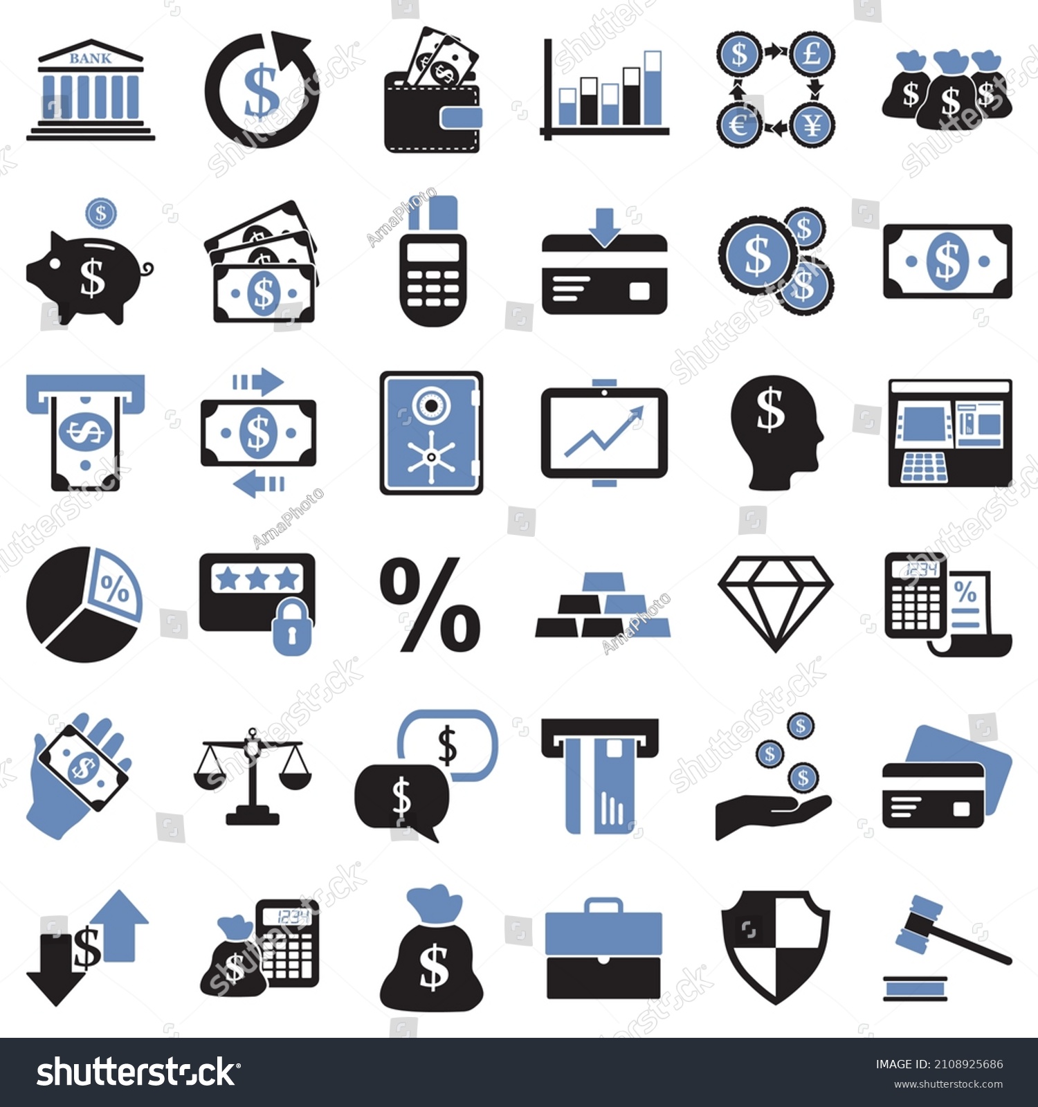 SVG of Banking Icons. Two Tone Flat Design. Vector Illustration. svg