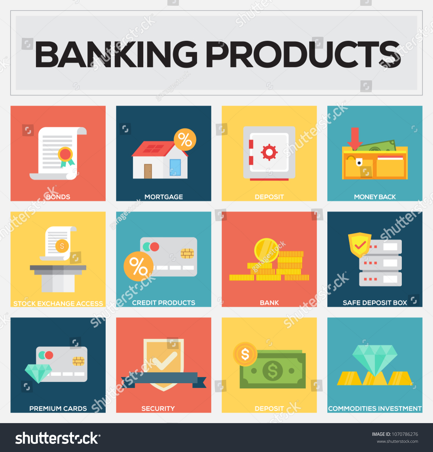 Banking Products Flat Icon Set Stock Vector (Royalty Free) 1070786276 |  Shutterstock