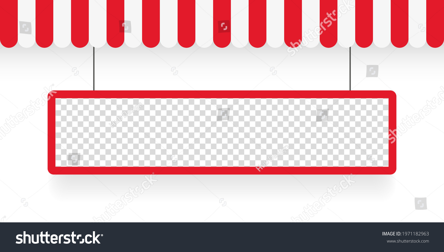 SVG of Banner and awnings. Striped awning. Tent sun shade for market on white background. Vector illustration svg