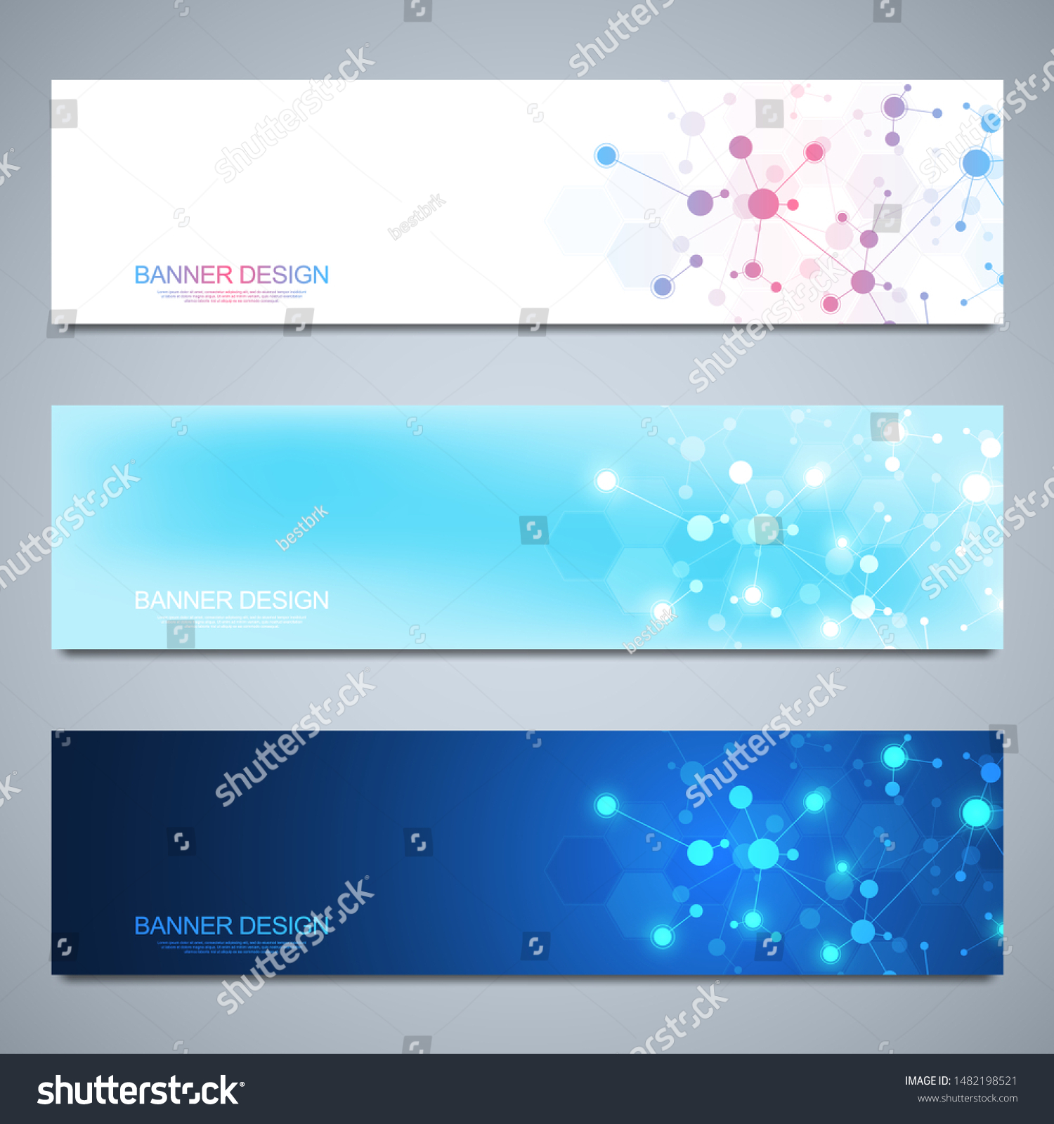 Banner Design Template Molecules Background Genetic Royalty Free