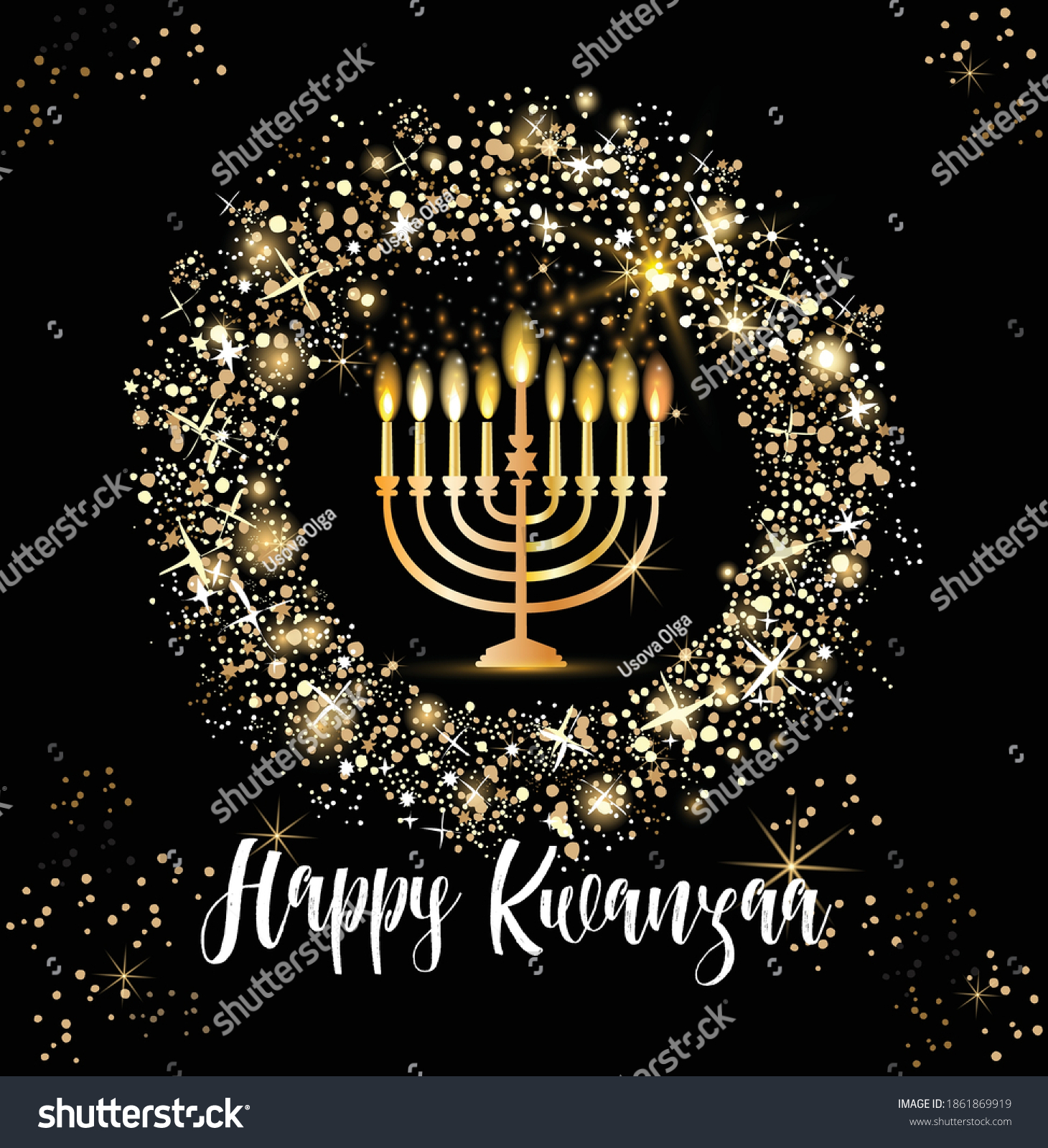 Banner Kwanzaa Traditional Candles Representing Seven Stock Vector