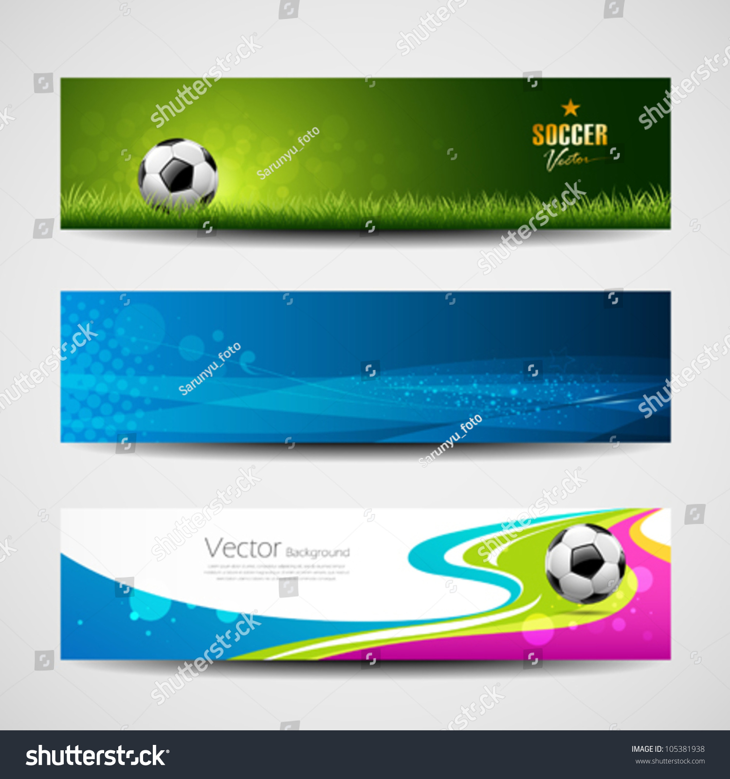 Banner Headers Soccer Ball Set Design Stock Vector 105381938 - Shutterstock