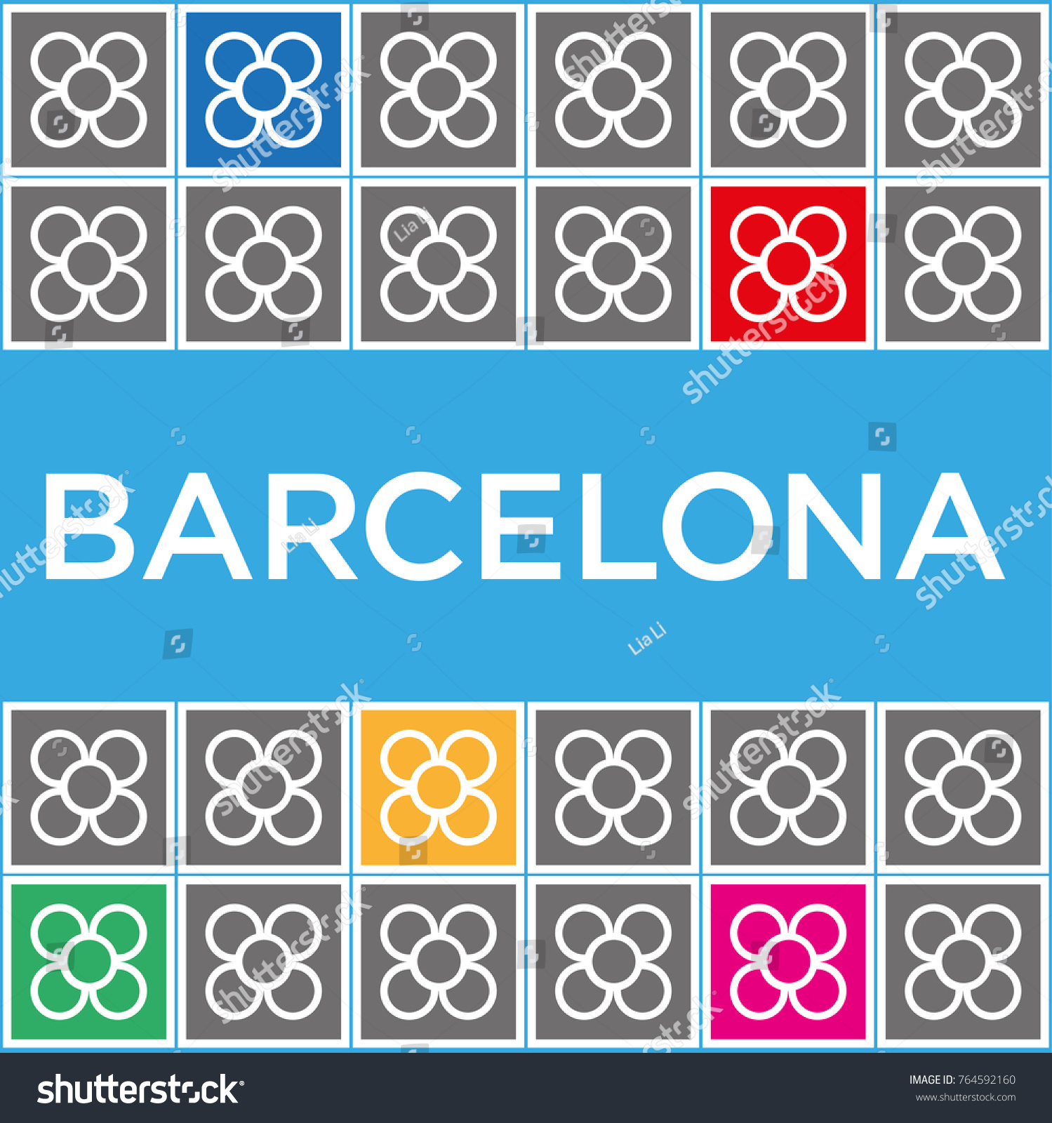 SVG of banner of barcelona with the typical tiles of its streets svg