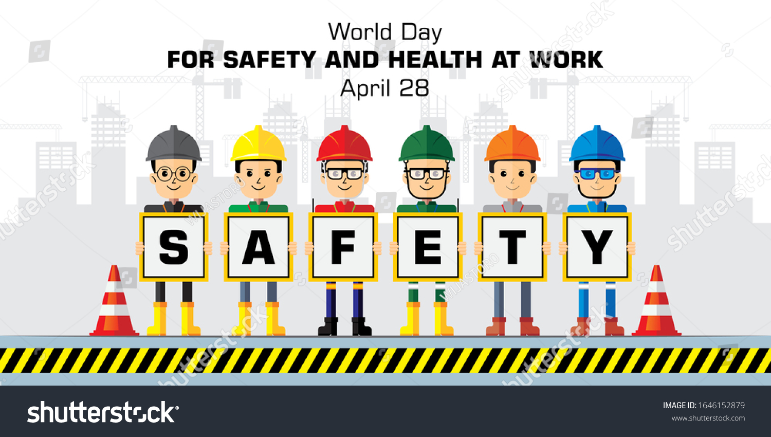 Banner World Day Safety Health Work Stock Vector (Royalty Free ...