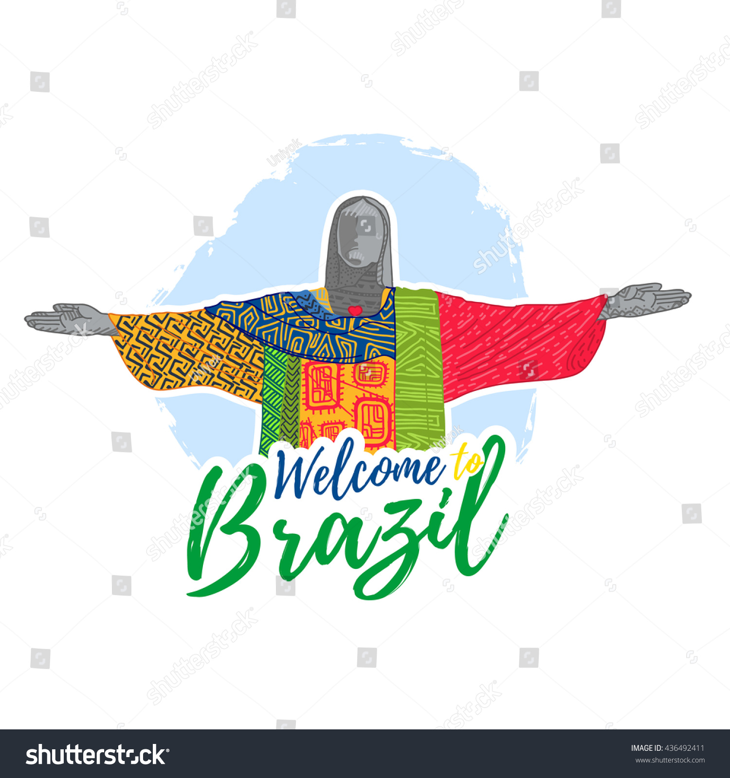 SVG of Banner, poster, sign, invitation Welcome to Brazil. A banner with the famous monument, a sculpture. Vector
 svg