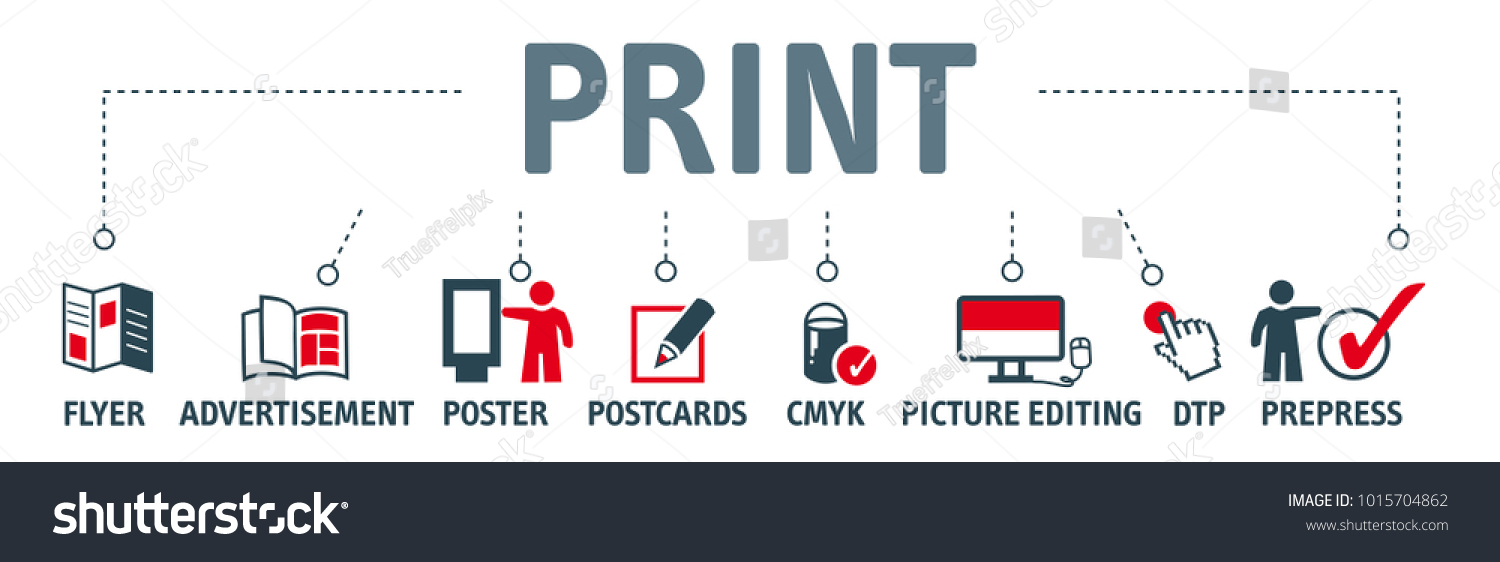 SVG of banner printing vector banner design concept with printing icons on white background  svg