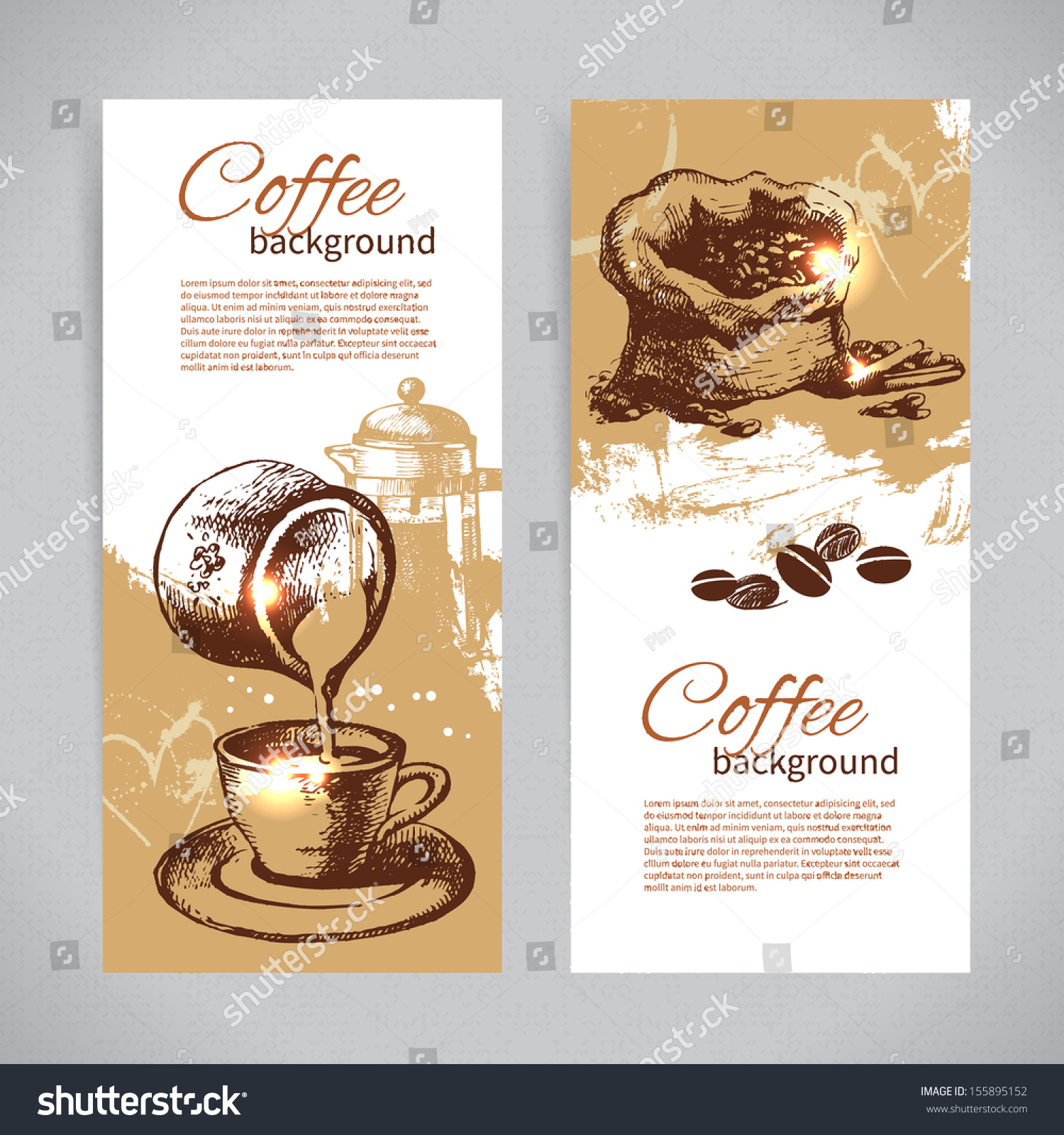 Banner Set Vintage Coffee Backgrounds Menu Stock Vector (Royalty Free