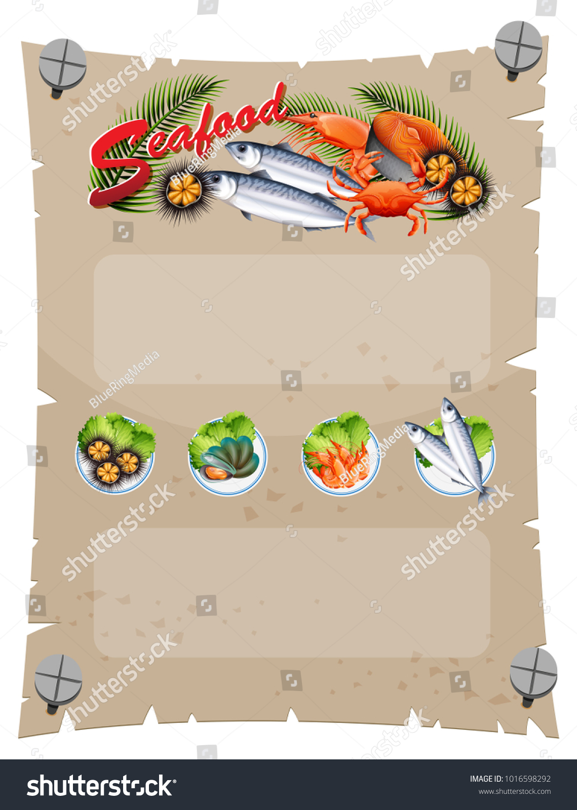 Banner Template Fresh Seafood Illustration Stock Vector (Royalty Free ...