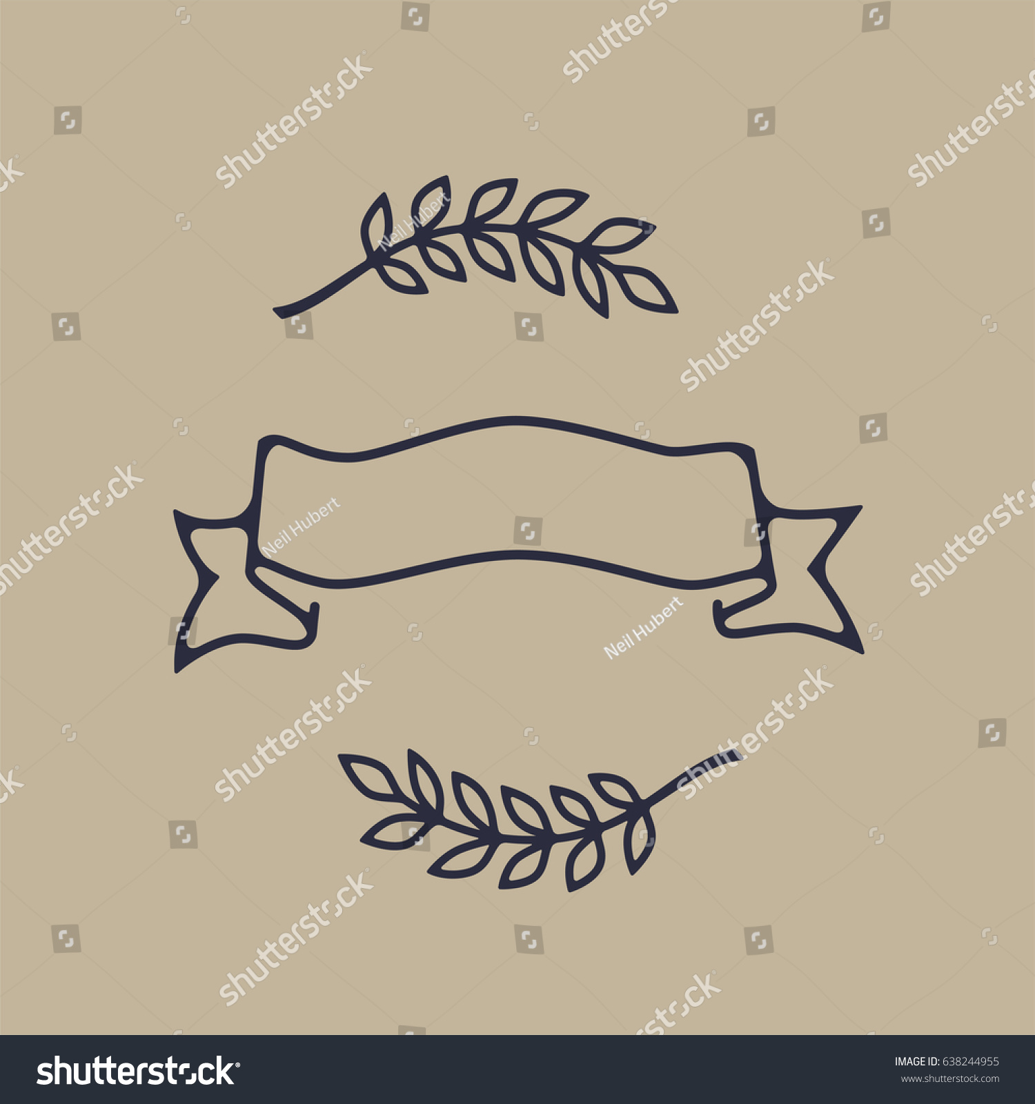 Banner Wreath Leaves Tattoo Flash Vintage Stock Vector Royalty Free 638244955