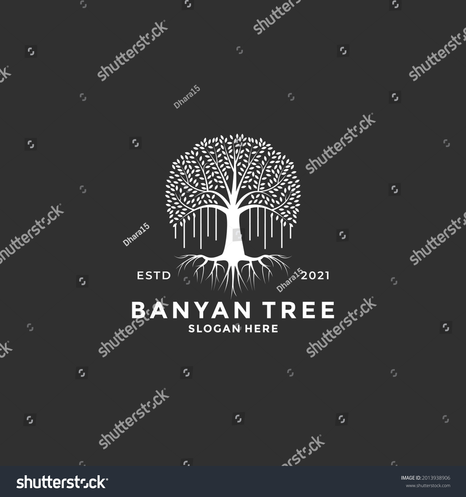 SVG of banyan tree logo design idea vintage style svg