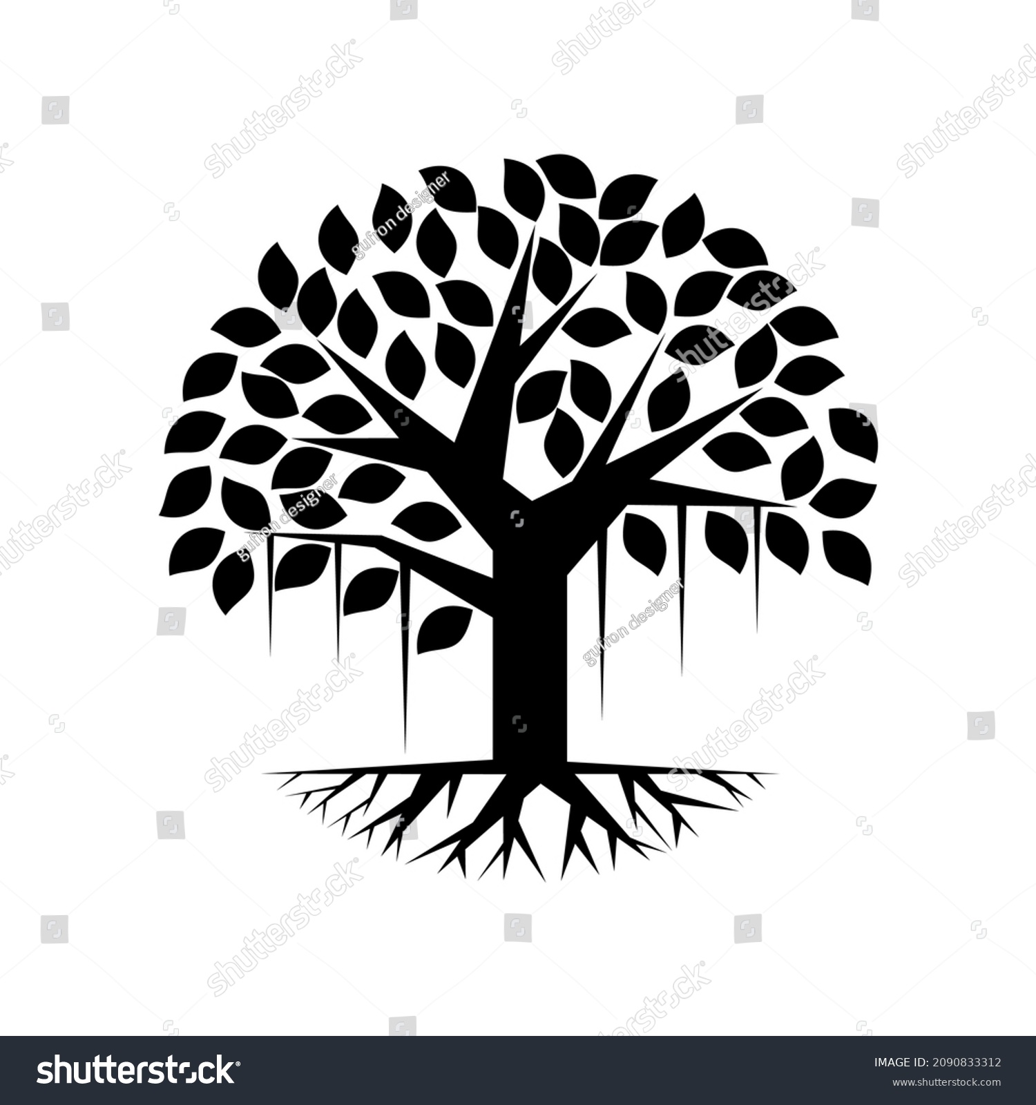 SVG of Banyan tree logo design template. tree silhouette vector isolated on white background. svg