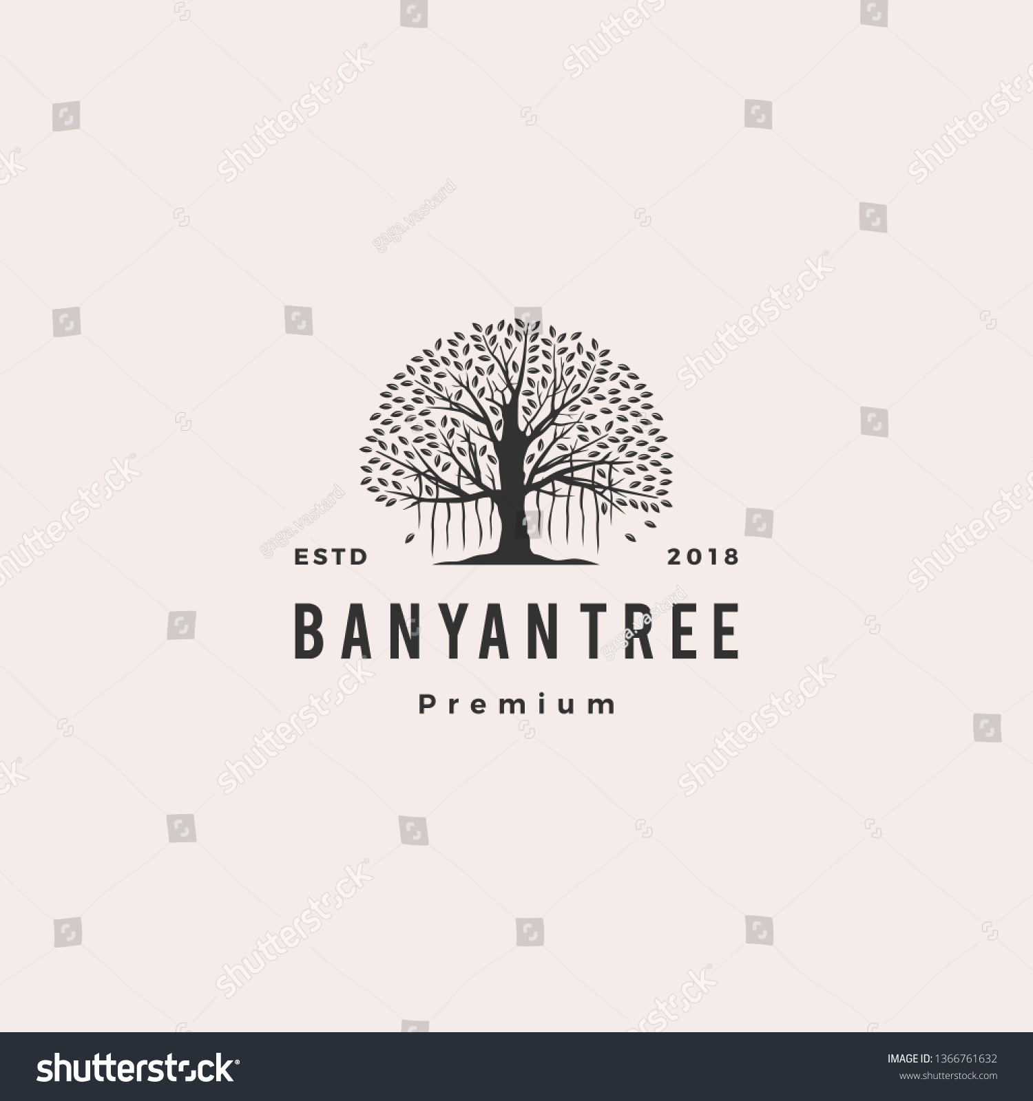 SVG of banyan tree logo vector icon illustration svg