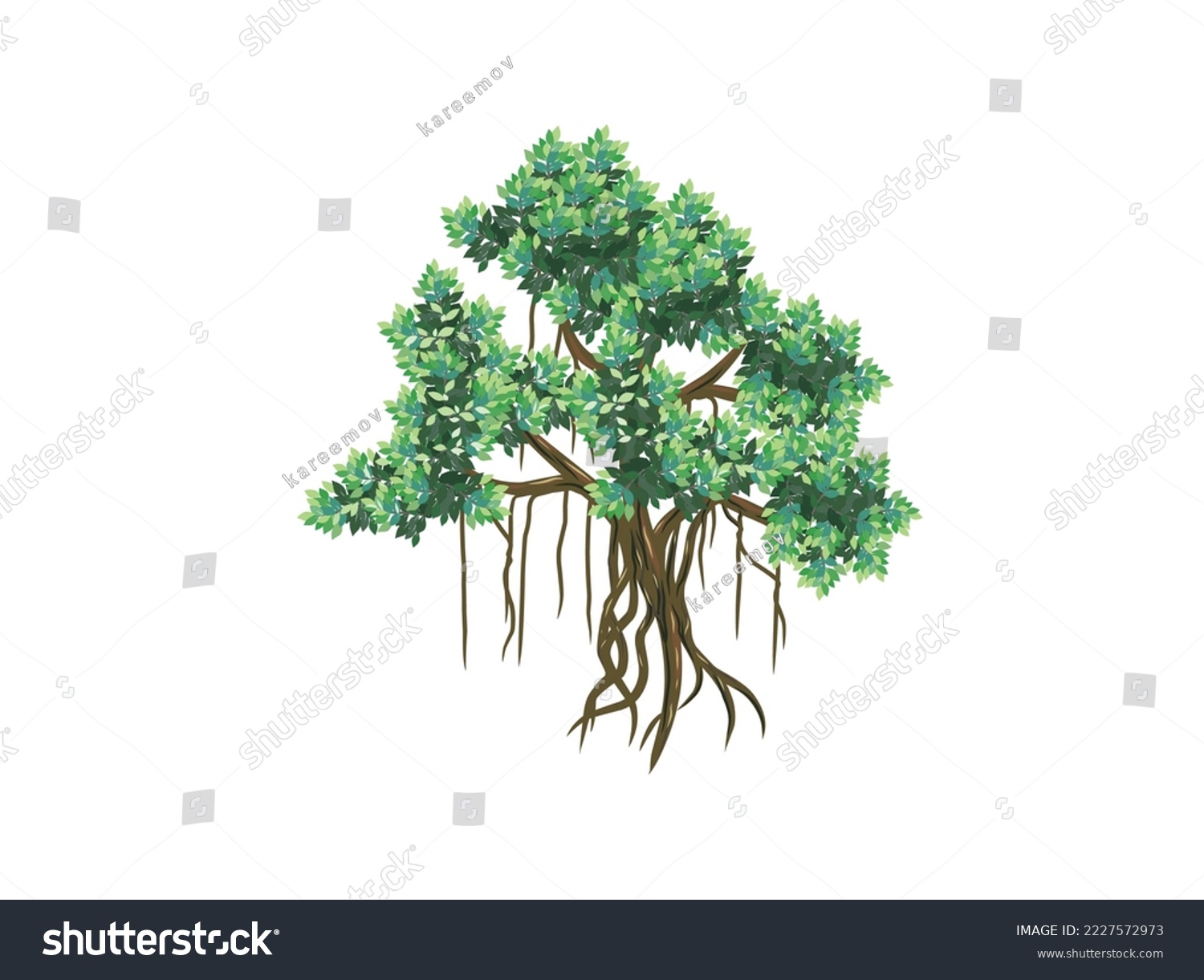 SVG of Banyan tree vector illustrations, hand drawn art isolated on white. svg