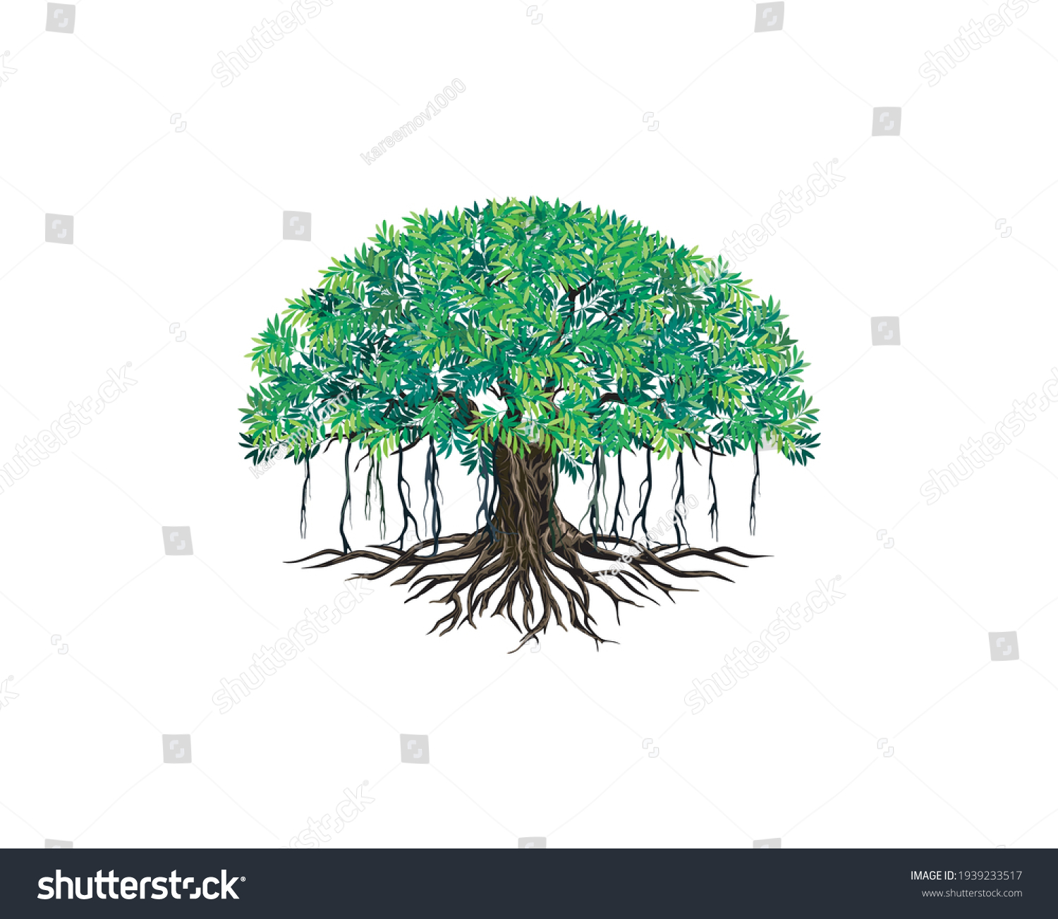 SVG of Banyan tree vector illustrations isolated on white. svg