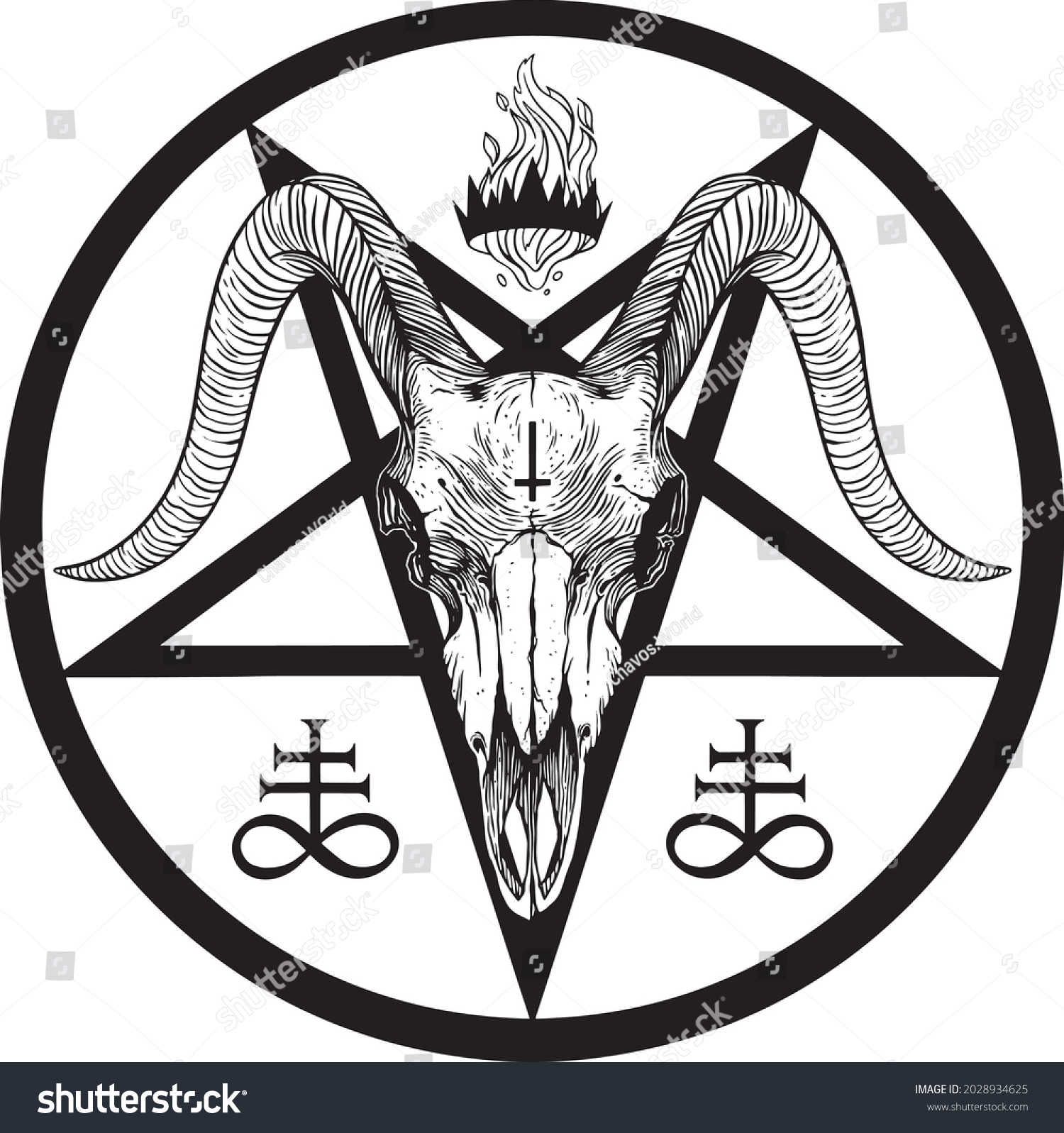 Baphomet Pentagram Goat Skull Vector Illustration 库存矢量图（免版税）2028934625 ...