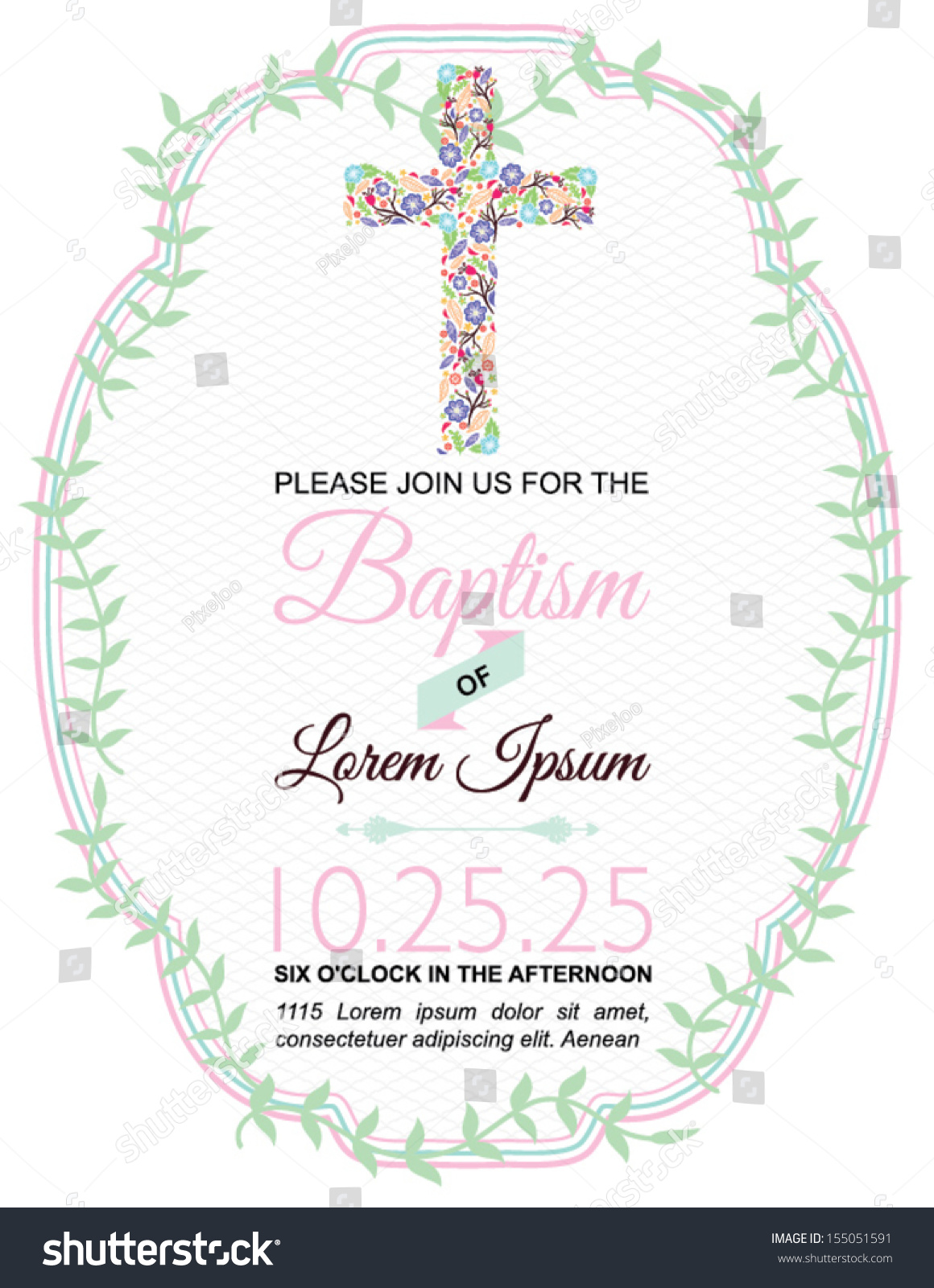 Baptism Card Design On White Background Stock Vector 155051591 ...