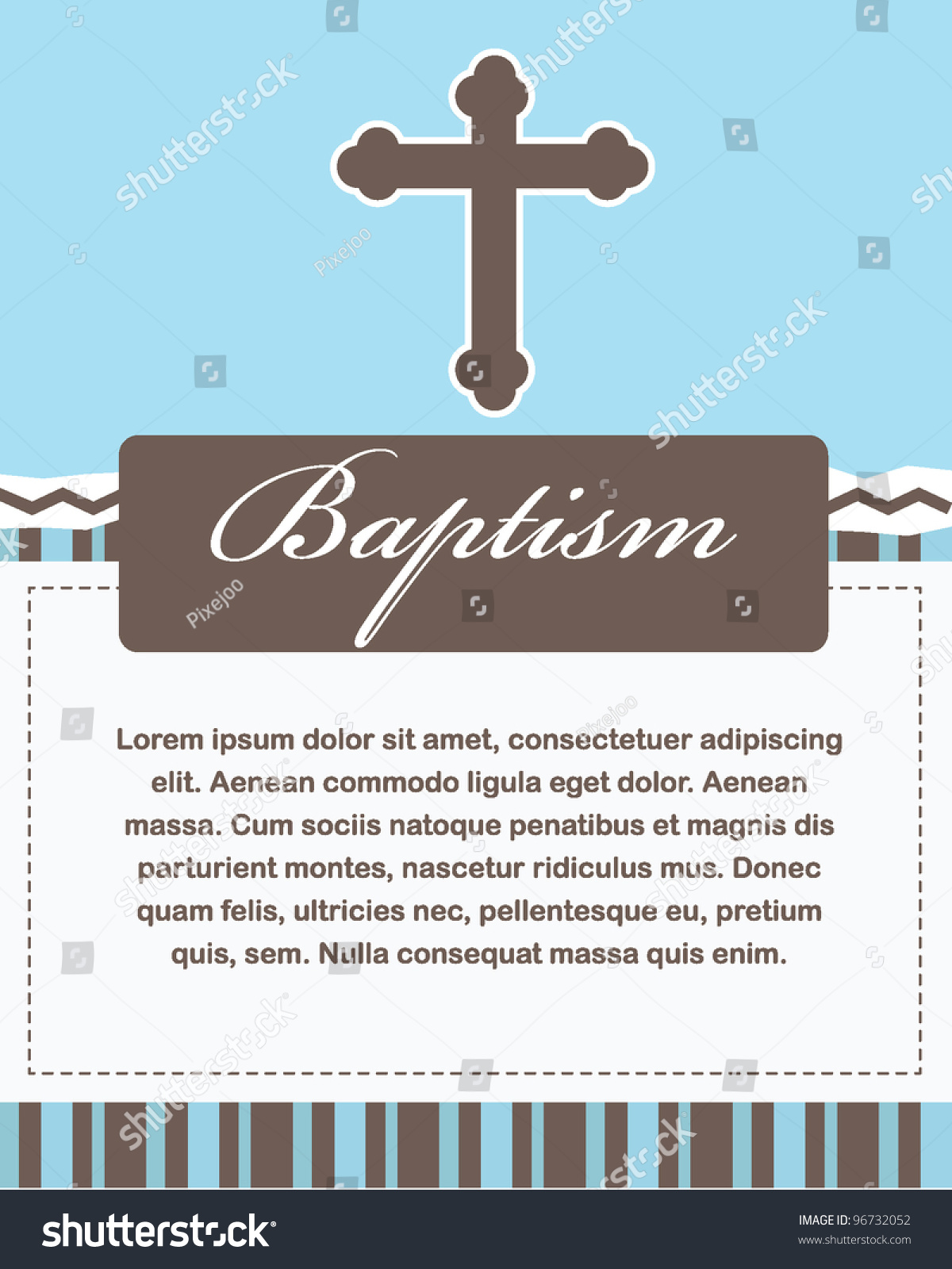 Baptism Card Design With Cross Stock Vector Illustration 96732052 ...